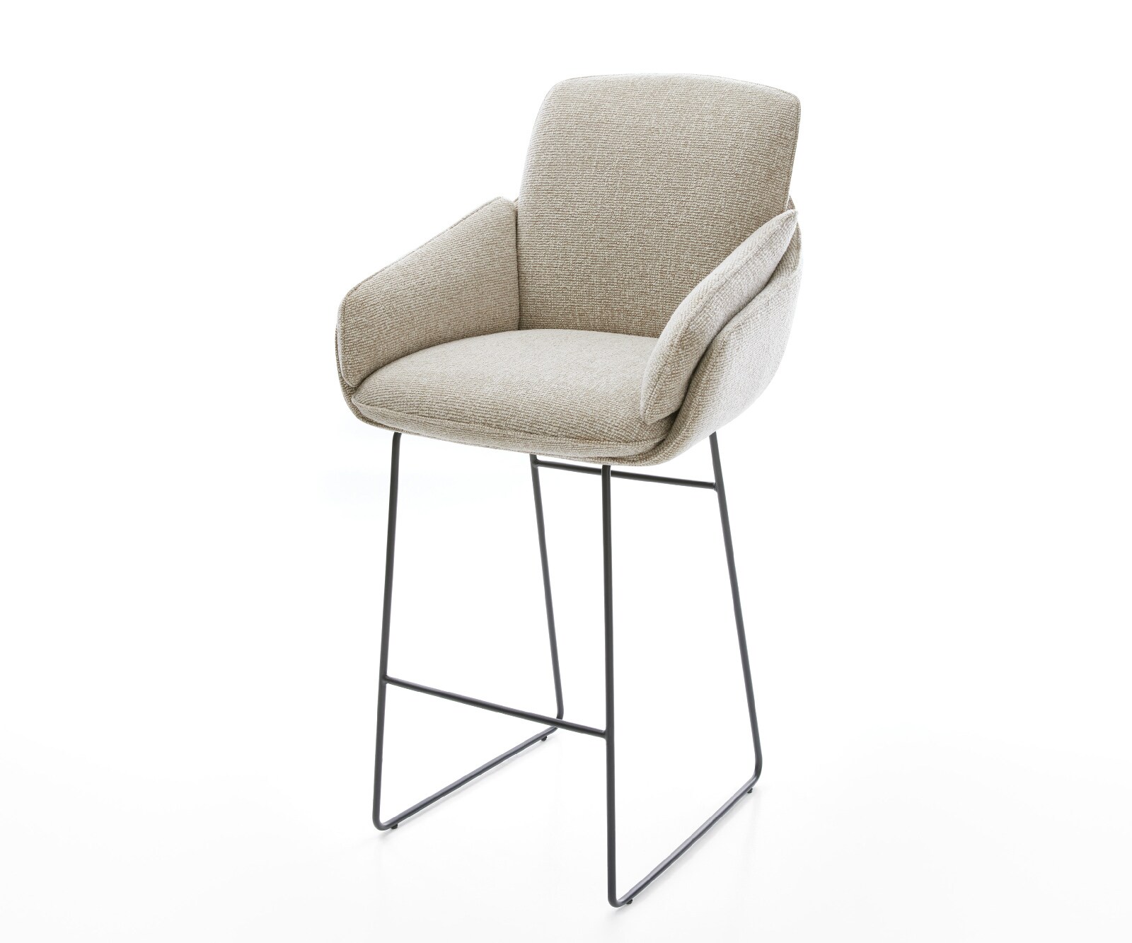 Chaise-de-bar Luan-Flex Tissu tissé doux Beige Pied trapèze noir Noir 1