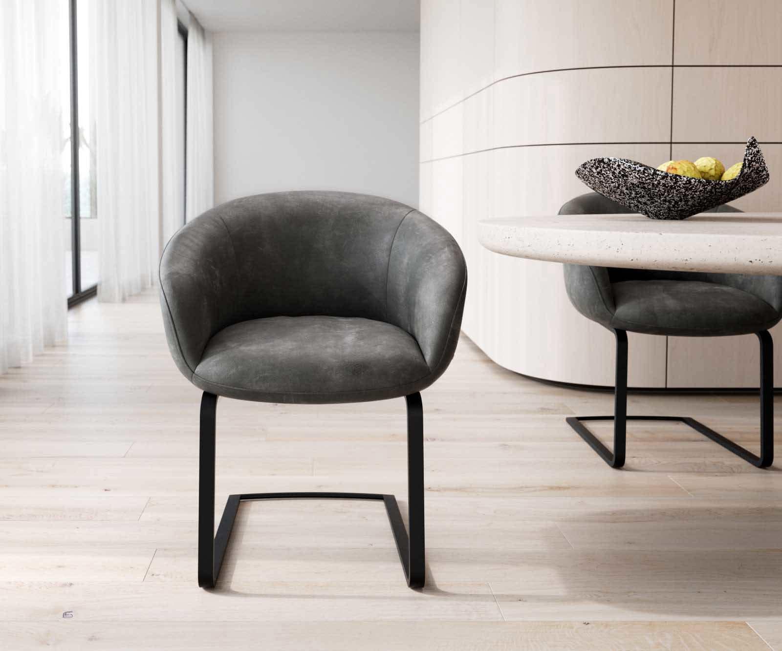 Freischwinger Vinka-Flex mit Armlehnen Mikrofaser Anthrazit Vintage Freischwinger flach Schwarz Taschenfederkern 1 Freischwinger Vinka-Flex mit Armlehnen Mikrofaser Anthrazit Vintage Freischwinger flach Schwarz Taschenfederkern 1