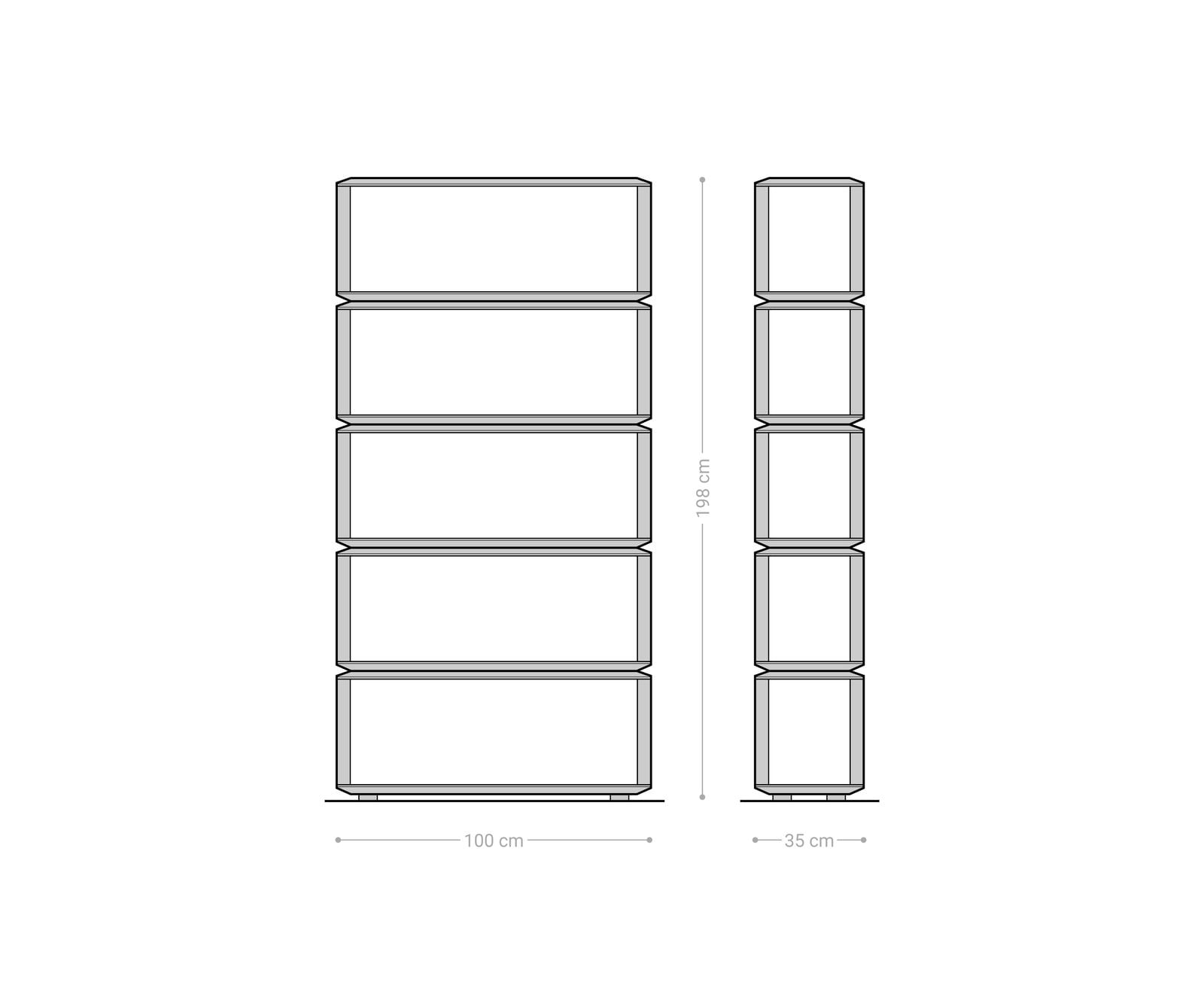 Standregal Sakura 100x200 cm Akazie Natur 5 Fächer 8