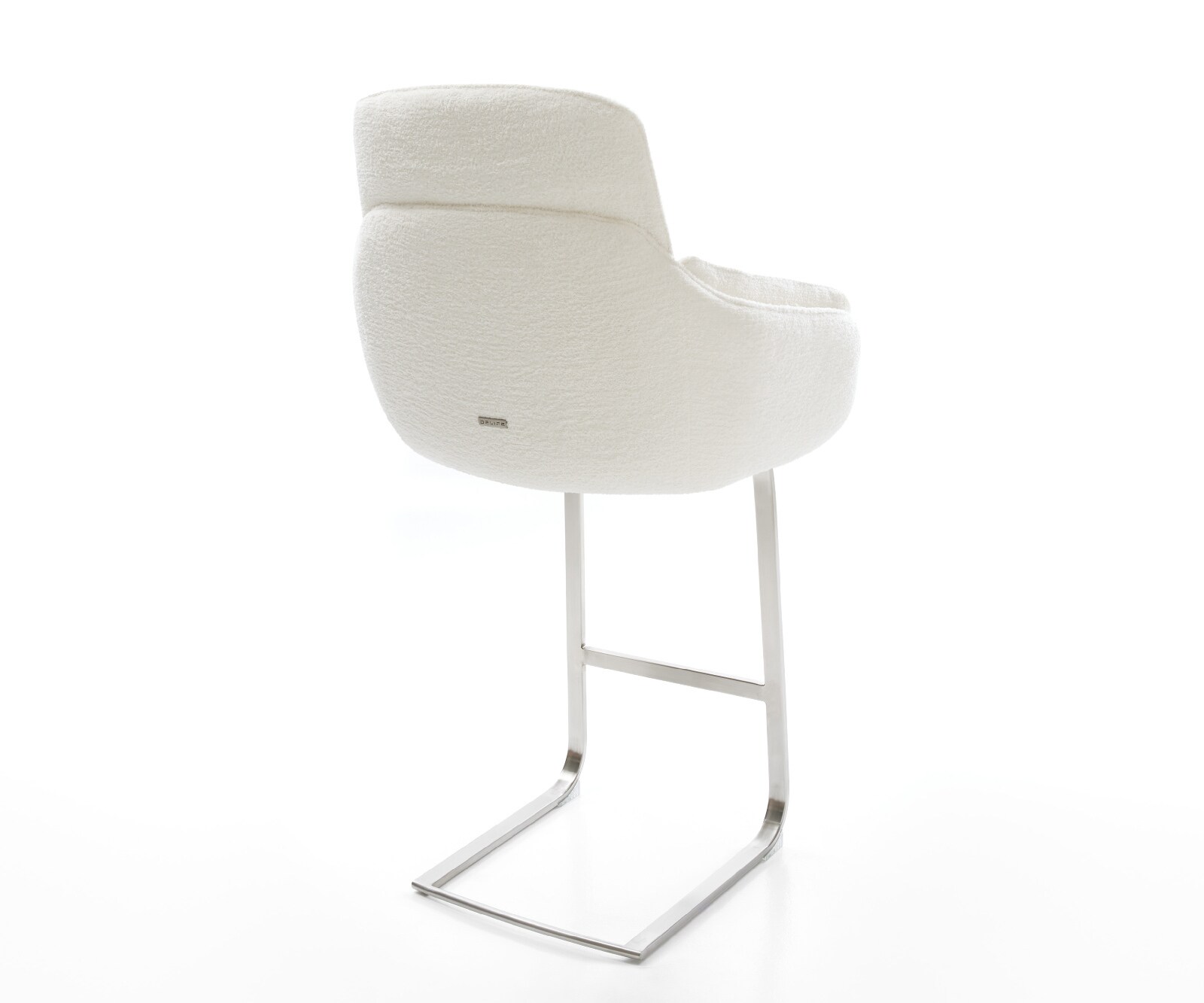 Barstuhl Luan-Flex Bouclé Soft Beige Freischwinger Flach Edelstahl Silberfarben 5