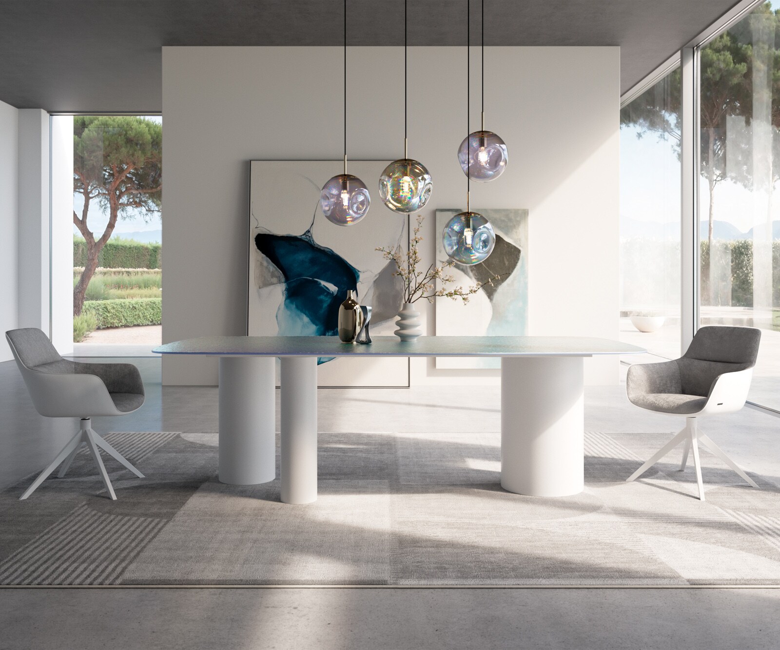 Cadre-de-table Troa métal blanc pour plateaux à partir de 200 cm 1
