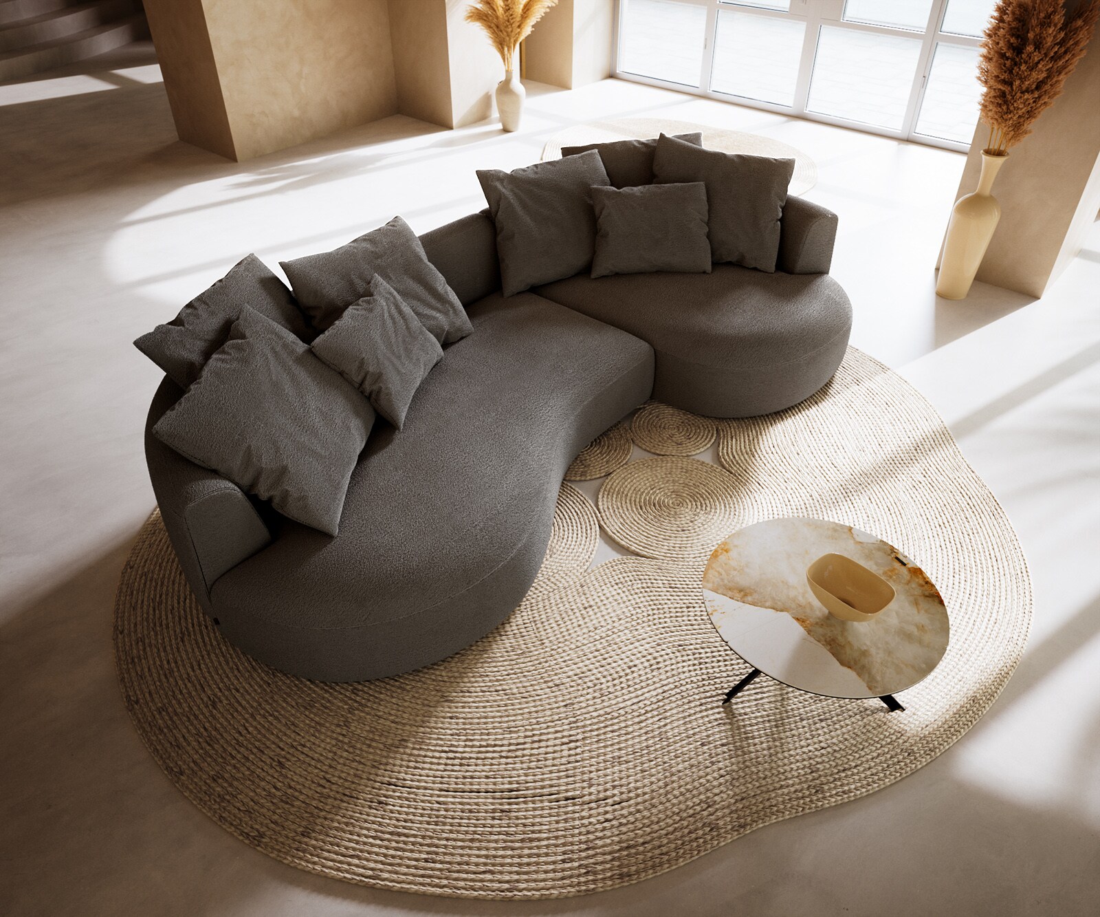 Grand-canapé Edina 330 x 170 cm Bouclé Soft Boue 3