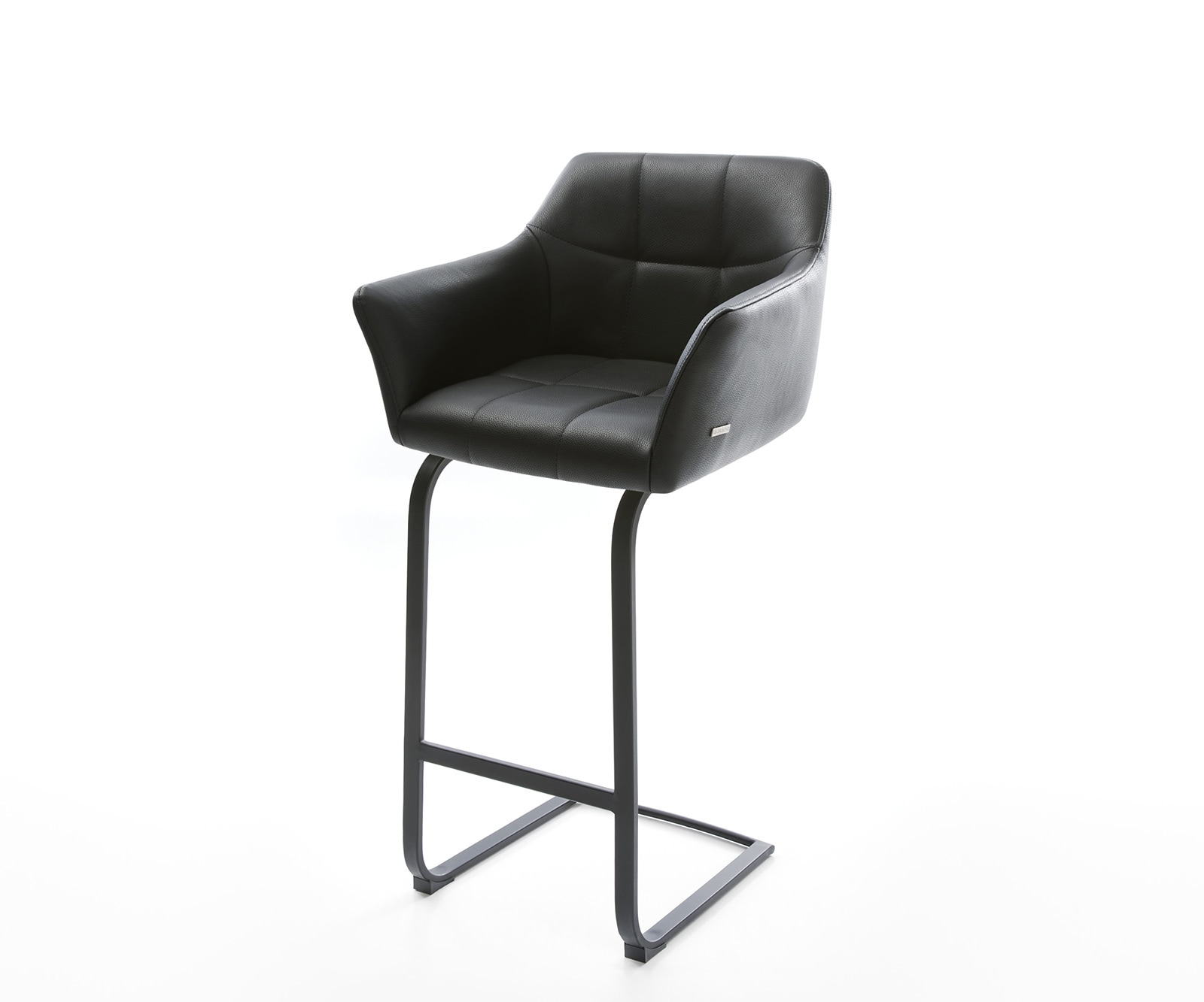 Barstuhl Yulo-Flex Echt-Leder Schwarz Freischwinger flach Metall Barstuhl Yulo-Flex Echt-Leder Schwarz Freischwinger flach Metall