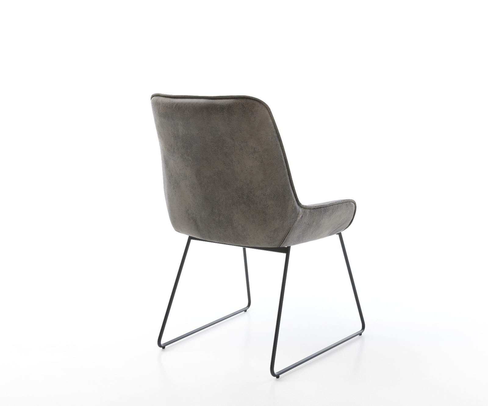 Chaise-de-salle-à-manger Taimi-Flex microvelours gris antique pied trapèze noir 4