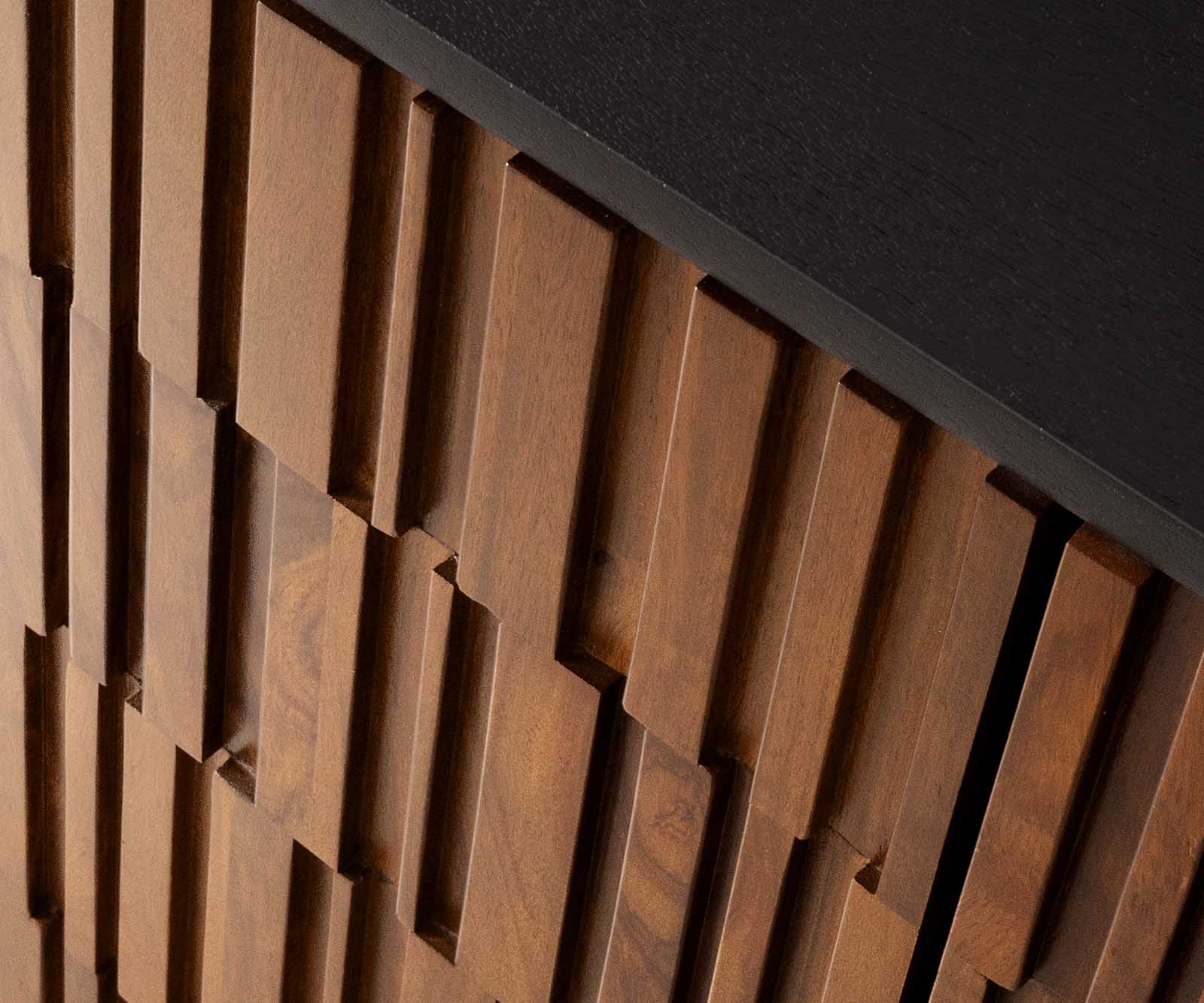 Meuble-TV Kallam 200 cm Sheesham noyer manguier noir métal noir 4 portes 2