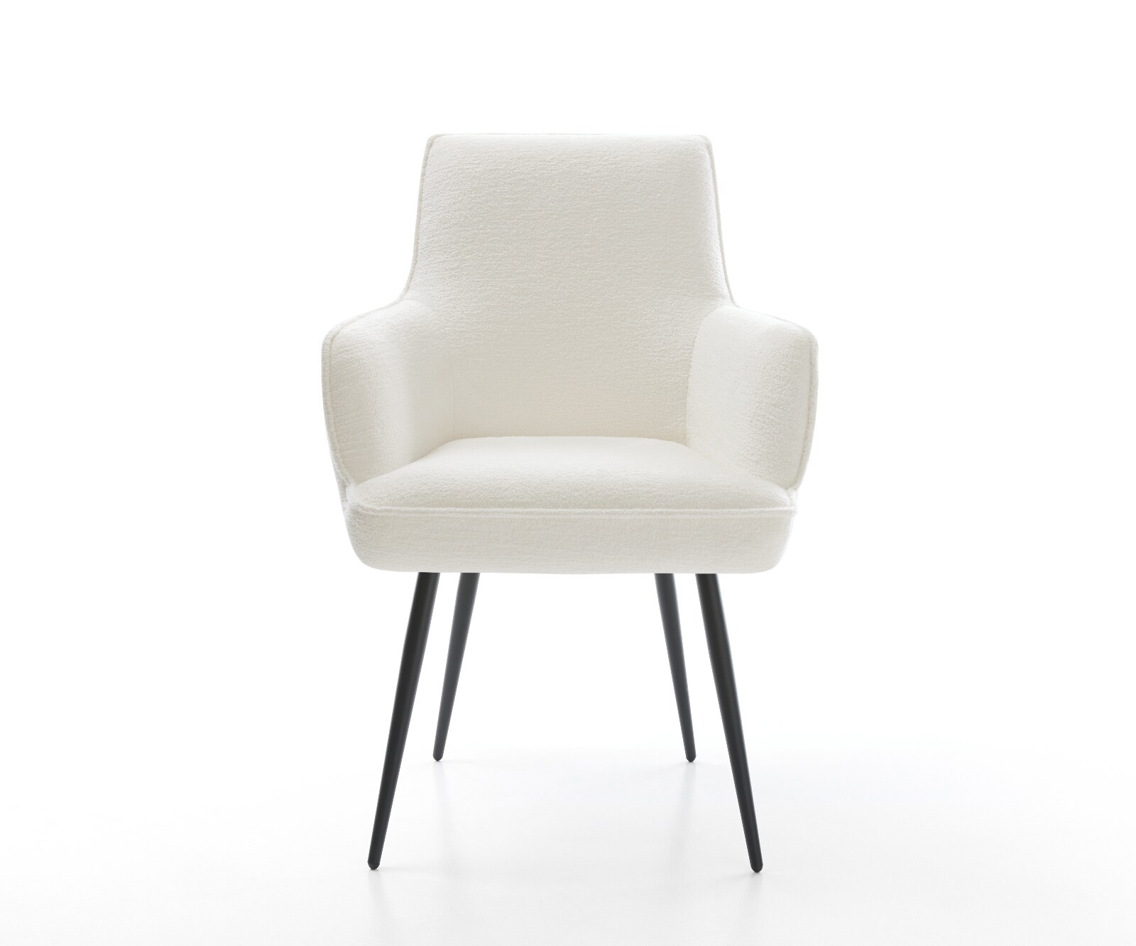 Esszimmerstuhl Heira-Flex mit Armlehnen Bouclé Soft Beige 4-Fuß konisch Schwarz Taschenfederkern 1