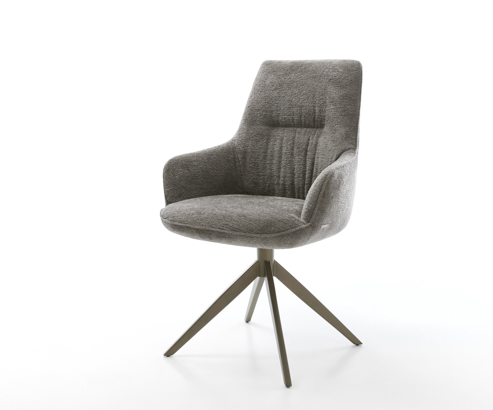 Drehstuhl Zelia-Flex mit Armlehnen Bouclé Soft Schlamm Kreuzgestell breit Effektfinish Titan 360° drehbar Wippfunktion Taschenfederkern 1