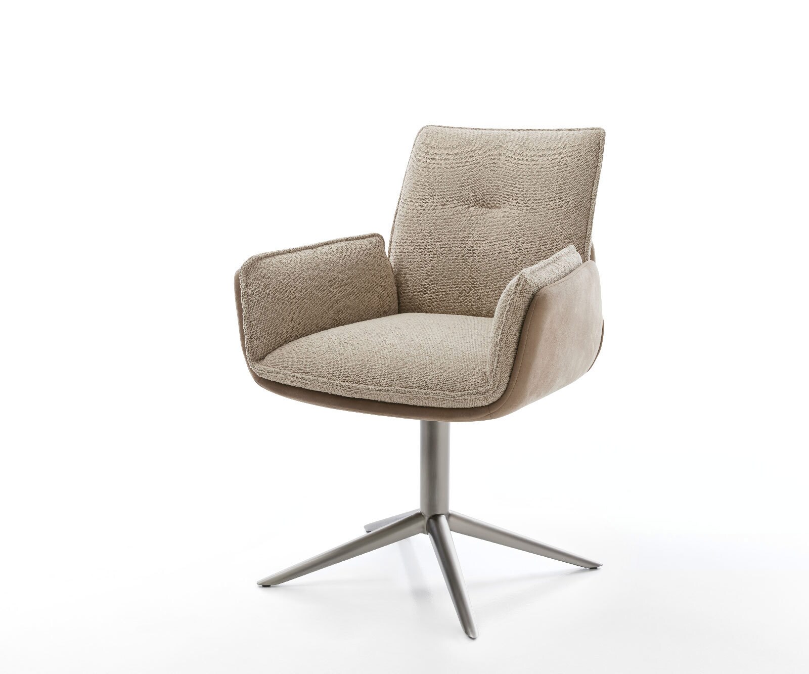 Chaise-pivotante Nela-Flex microvelours couleur boue pied de chaise 4 branches grafiete pivotement sur 360° fonction bascule