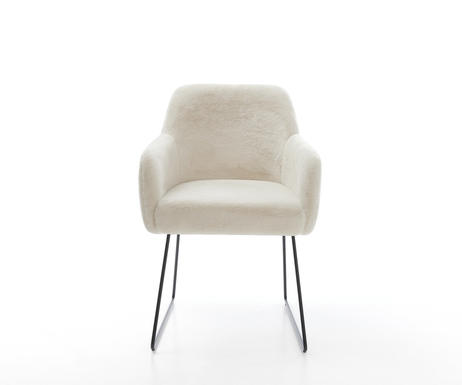 Esszimmerstuhl Greg-Flex Plüsch Creme-Weiß Kufengestell Schwarz Taschenfederkern 1