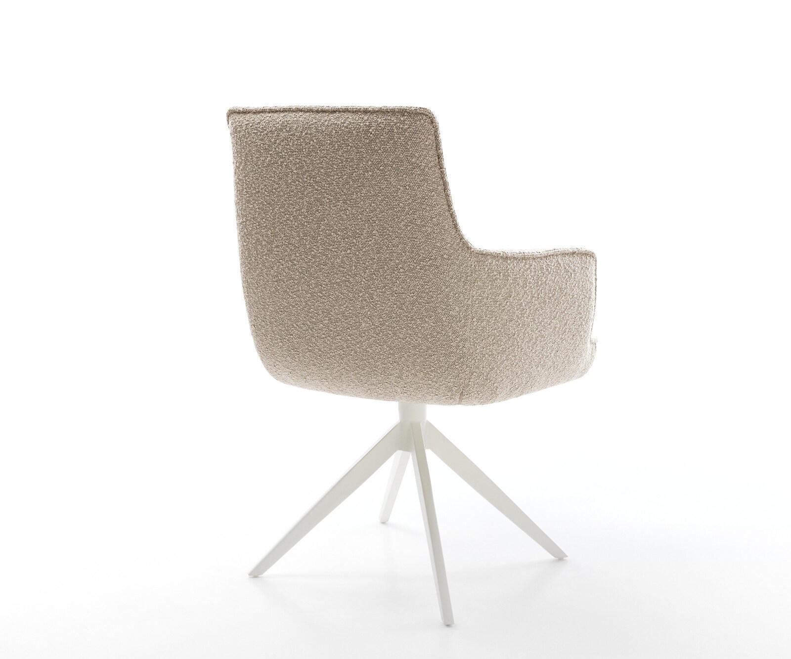 Chaise-pivotante Heira-Flex avec accoudoirs bouclé boue pied croisé large blanc pivotement sur 360° fonction bascule ressorts ensachés 5