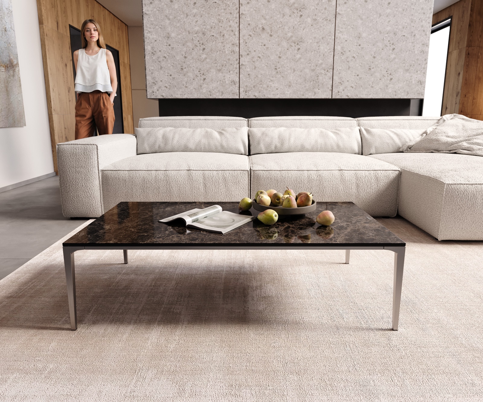 Couchtisch Levente 110x60 cm Keramik Laminam®Emperador Extra Lucidato Dunkelbraun Gestell Edelstahl Silber 1 Couchtisch Levente 110x60 cm Keramik Laminam®Emperador Extra Lucidato Dunkelbraun Gestell Edelstahl Silber 1