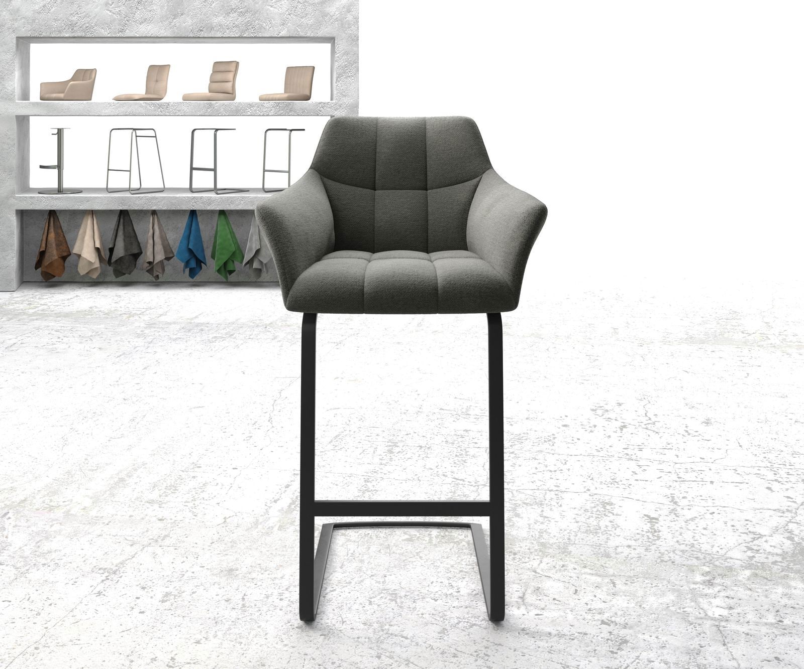 Barstuhl Yulo-Flex Strukturstoff Anthrazit Freischwinger flach Metall 1 Barstuhl Yulo-Flex Strukturstoff Anthrazit Freischwinger flach Metall 1