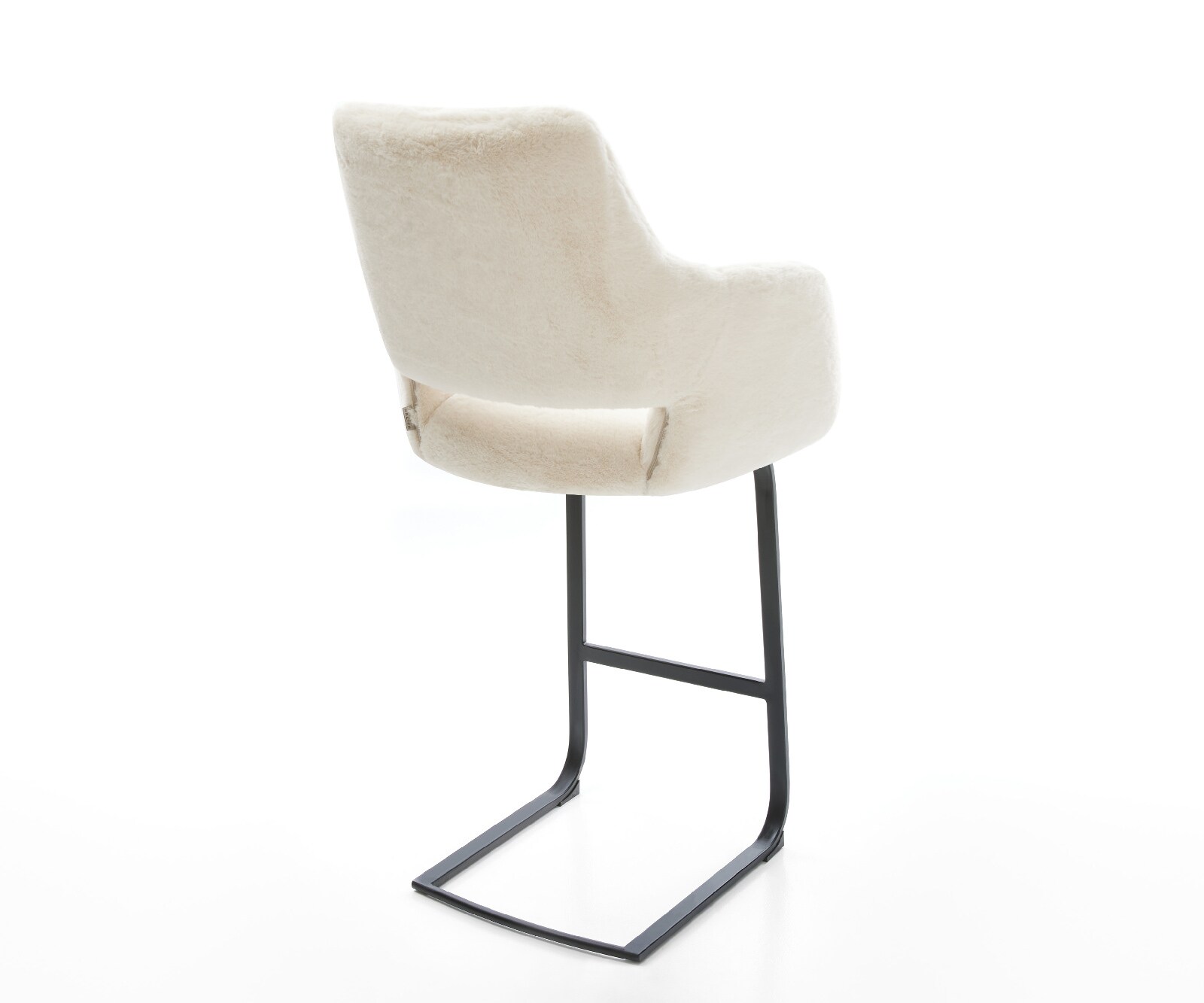 Barstuhl Yago-Flex Plüsch Creme-Weiß Freischwinger Flach Metall Schwarz Taschenfederkern 5