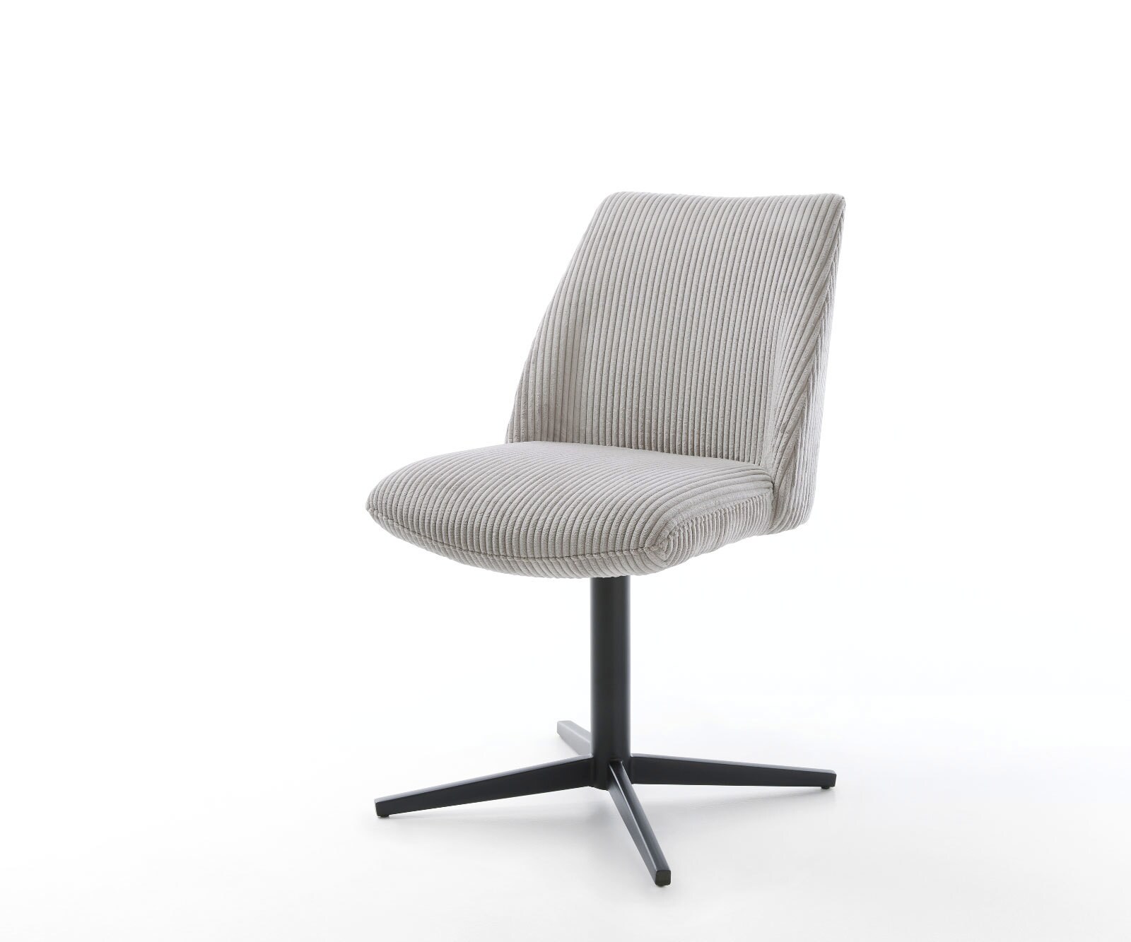 Chaise-pivotante Elso-Flex côtelé gris argenté pied de chaise 4 branches noir pivotement sur 360° ressorts ensachés 1