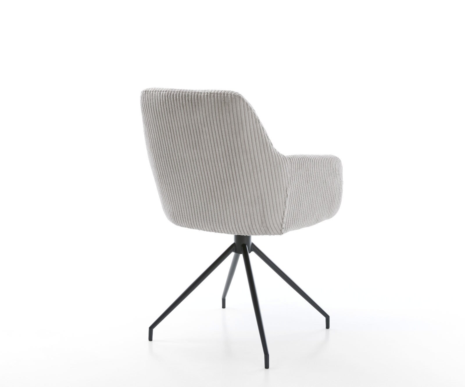 Chaise-de-salle-à-manger Pejo-Flex côtelé gris argenté pied croisé conique noir ressorts ensachés 4