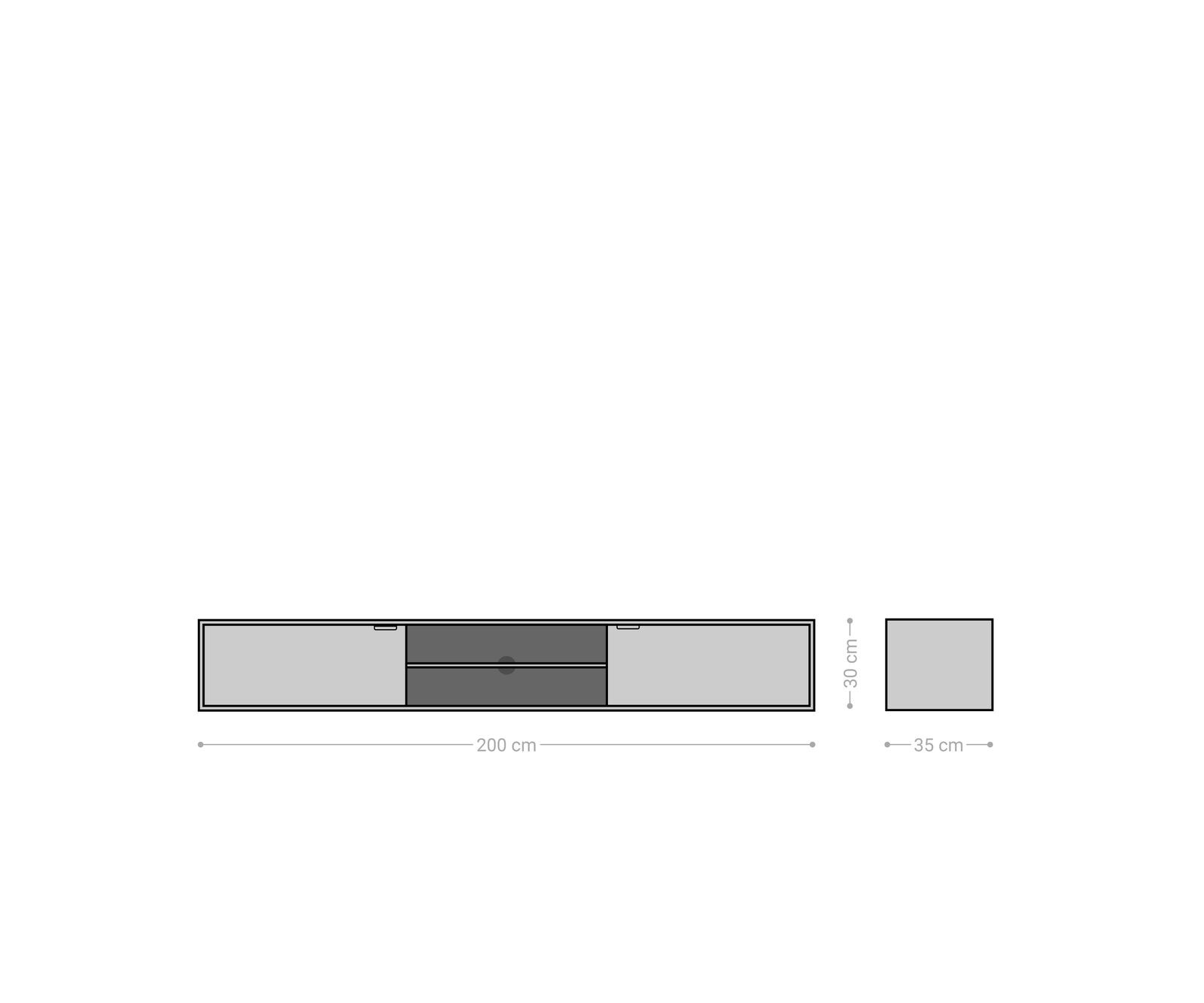 Lowboard Teele 200 cm Akazie Natur Schiefer 2 Türen Fuß schwebend Edelstahl 8