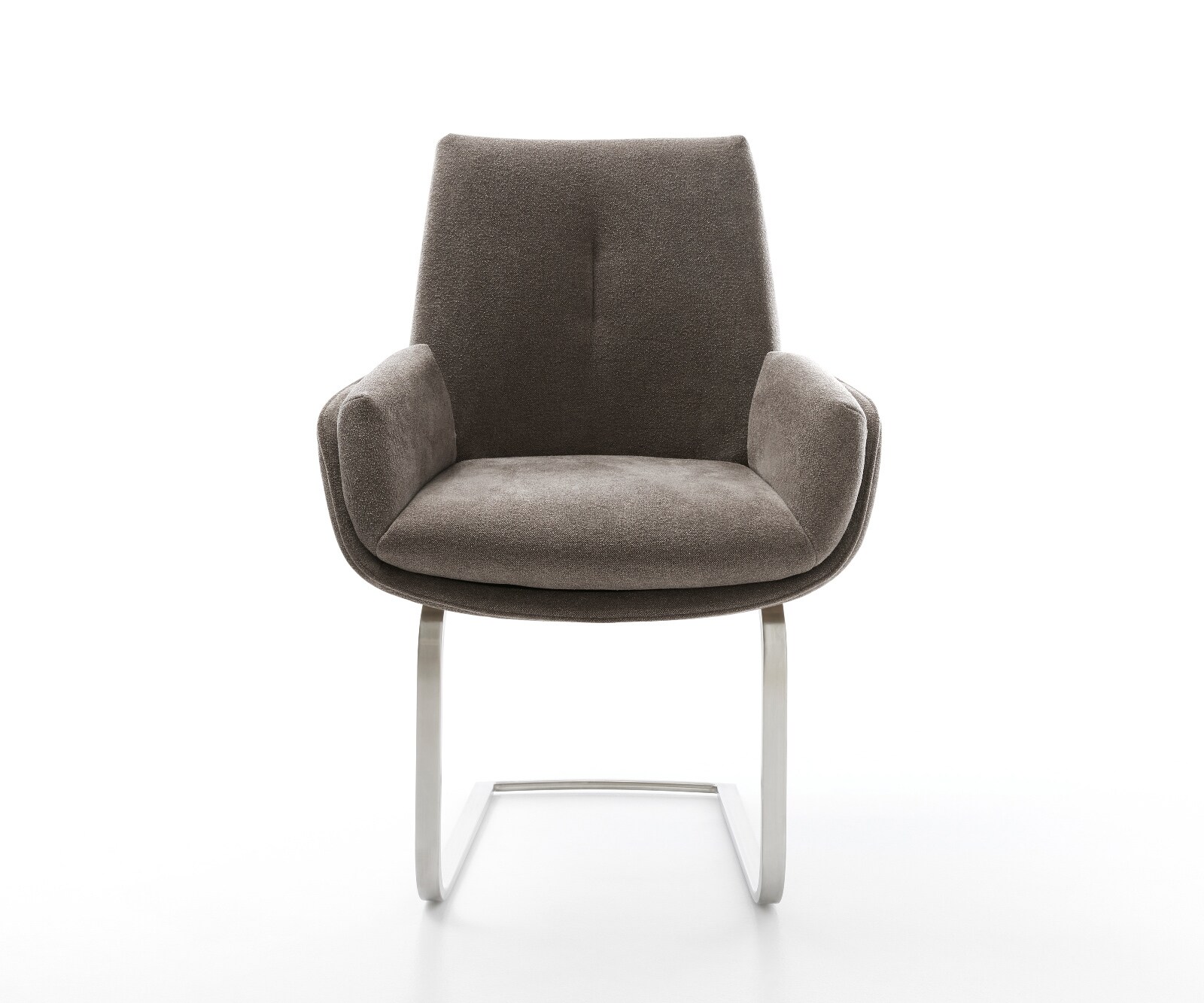 Freischwinger Clea-Flex Strukturstoff Soft Taupe Freischwinger flach Edelstahl 1