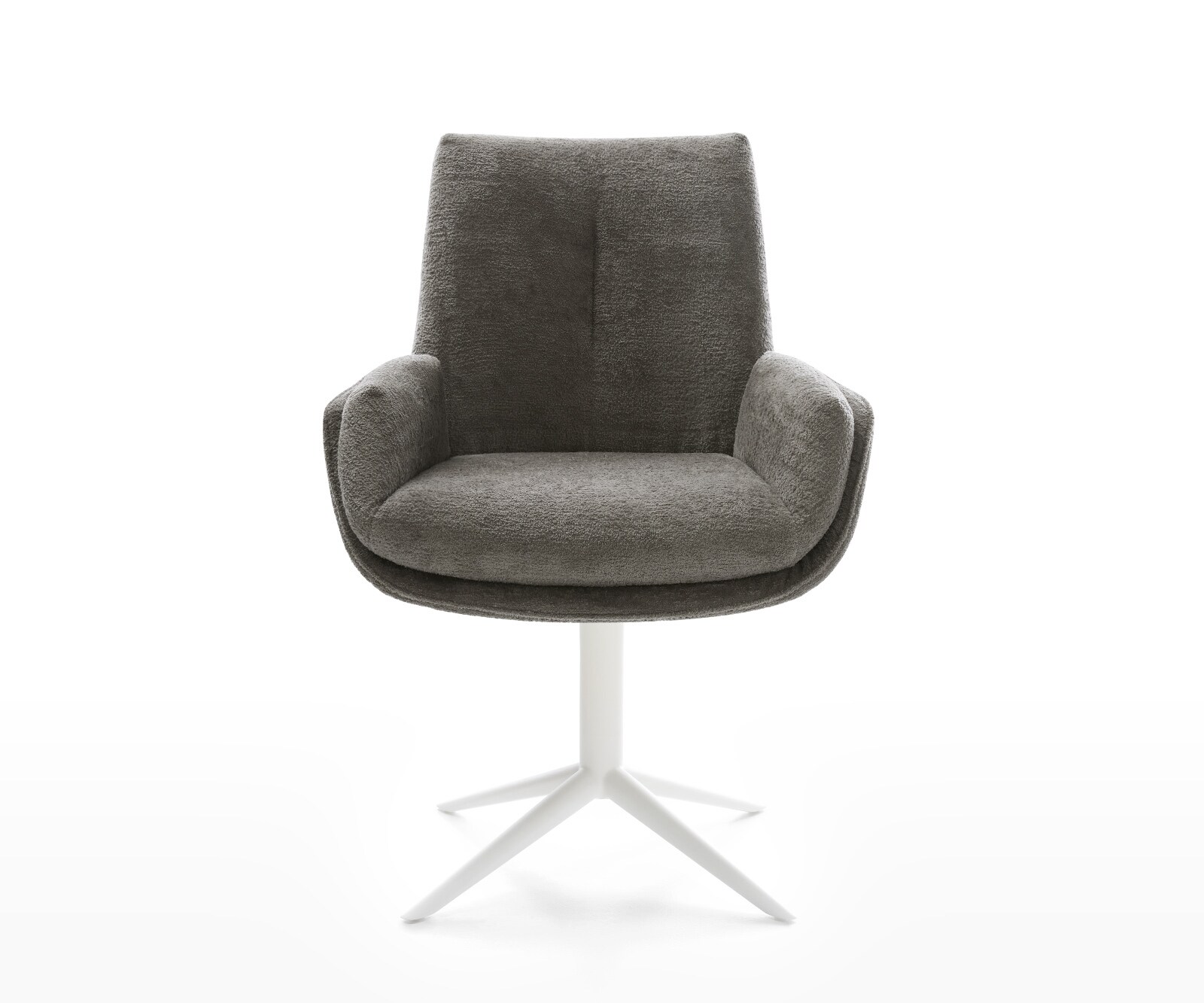 Chaise-pivotante Clea-Flex bouclé doux couleur boue pied de chaise 4 branches blanc pivotement sur 360° fonction bascule 1