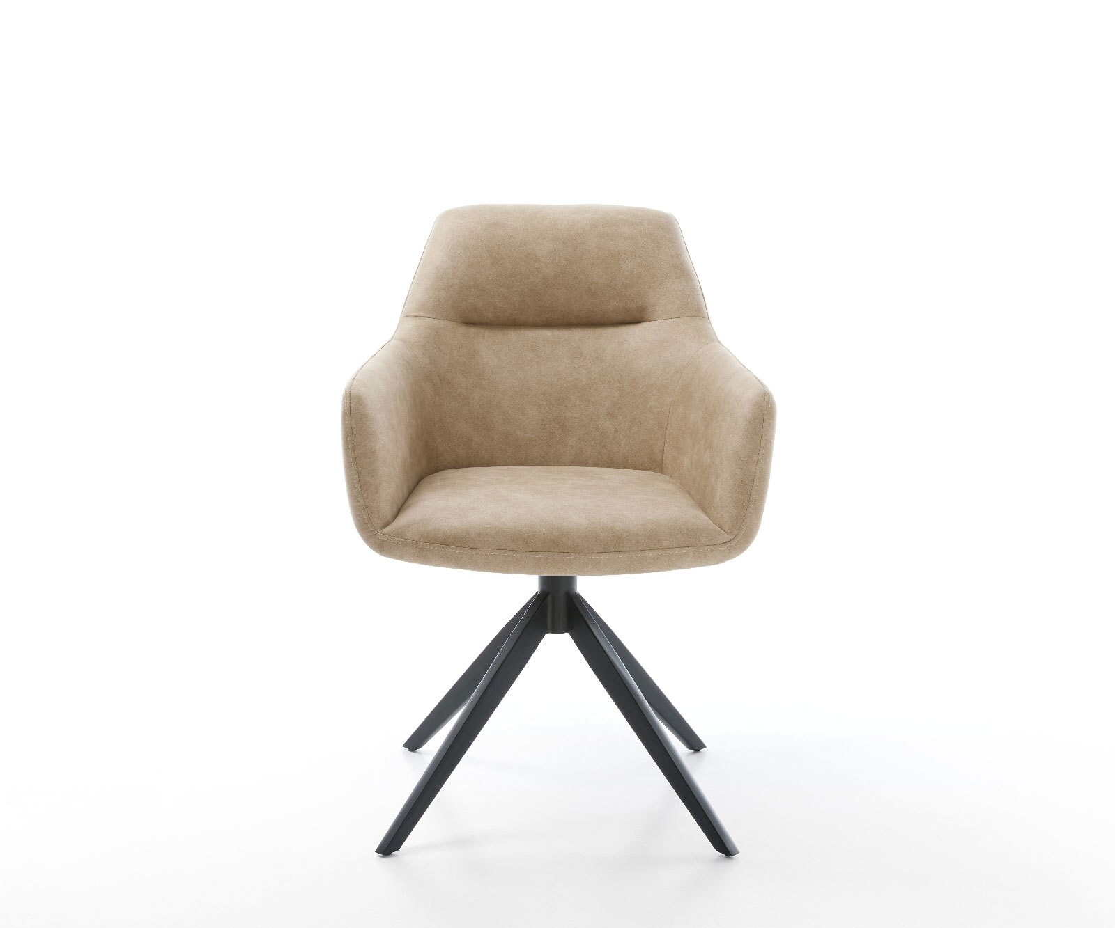 Drehstuhl Pejo-Flex Mikrofaser Beige Vintage Kreuzgestell breit Schwarz 360° drehbar Wippfunktion Taschenfederkern 1