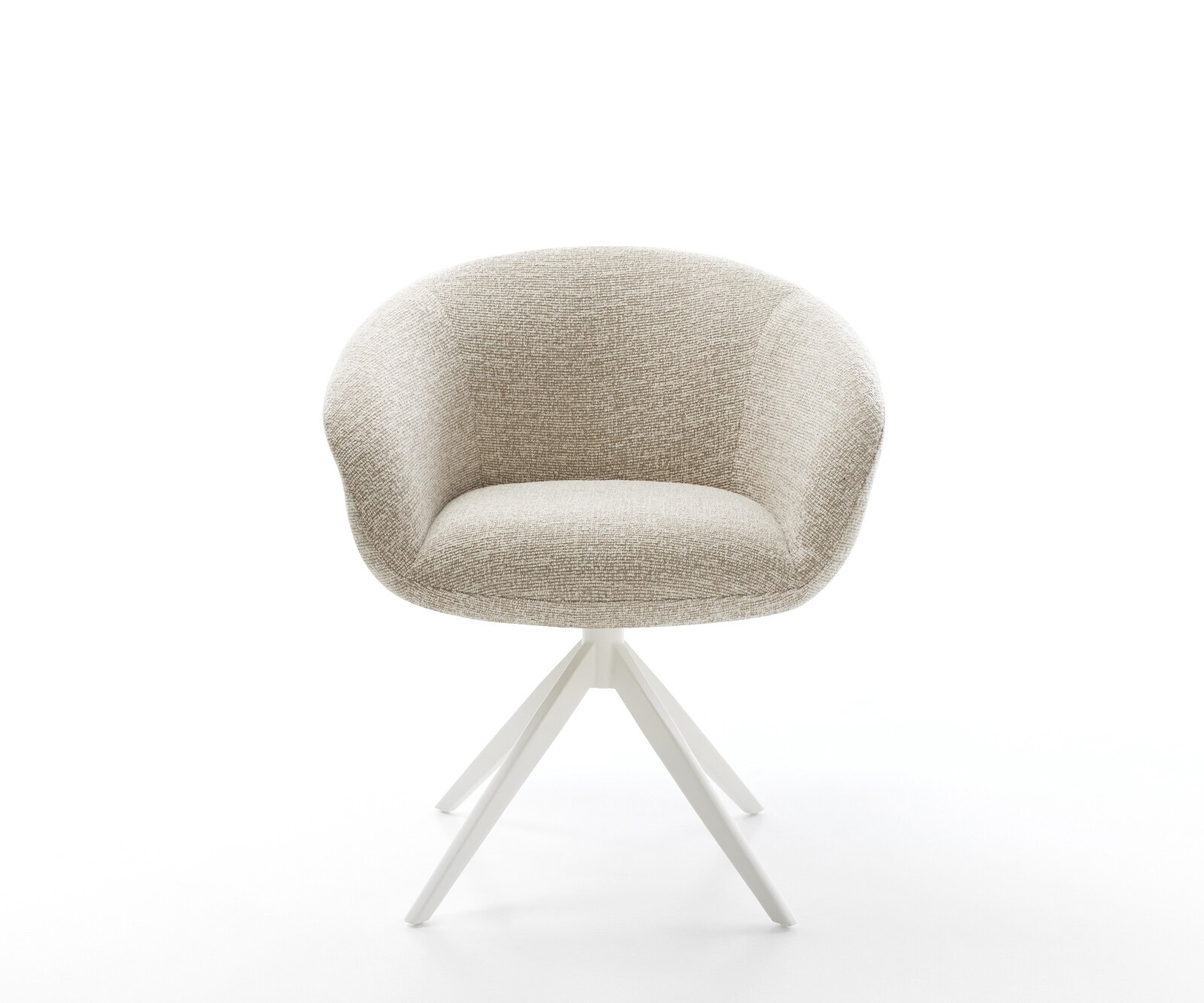 Chaise-pivotante Vinka-Flex avec accoudoirs tissu tissé doux beige pied croisé large blanc pivotement sur 360° fonction bascule resorts ensachés 1