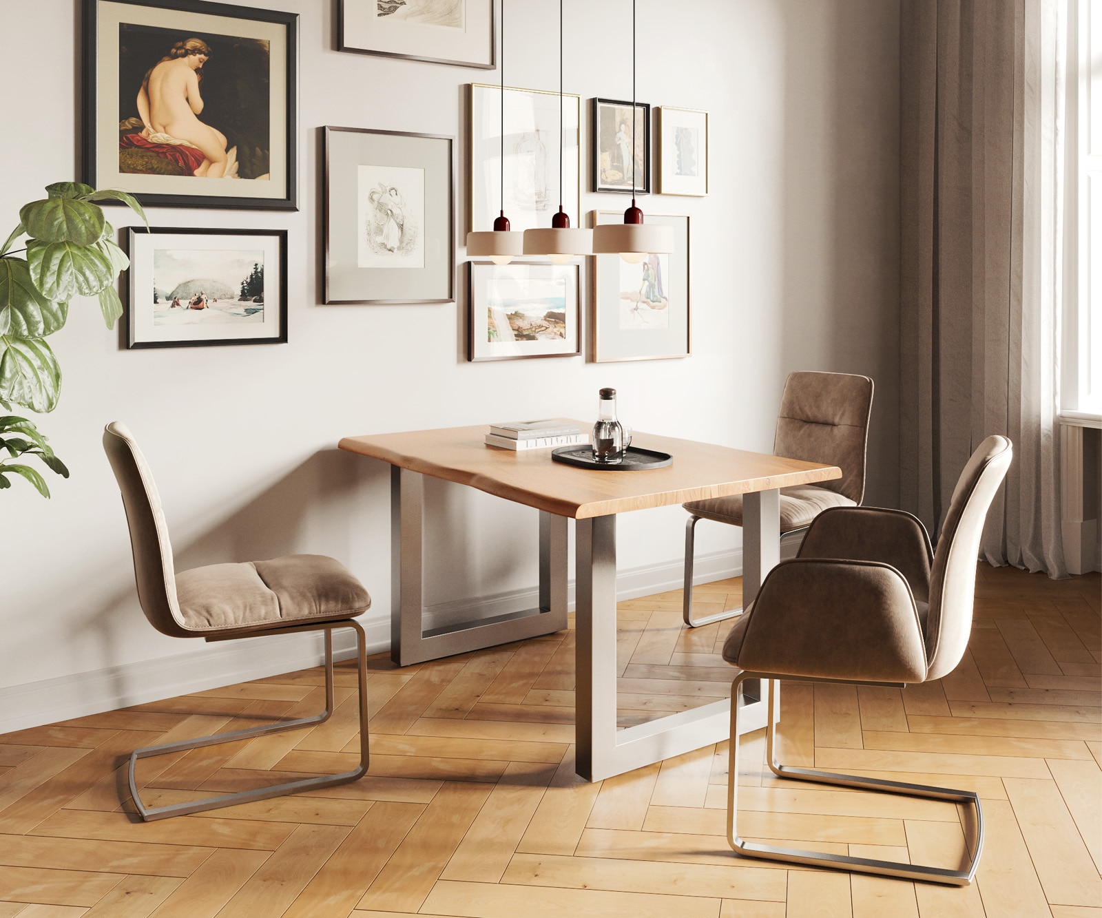 Esstisch Edge 140x90 Akazie Natur Edelstahl Breit Live-Edge 5 Esstisch Edge 140x90 Akazie Natur Edelstahl Breit Live-Edge 5