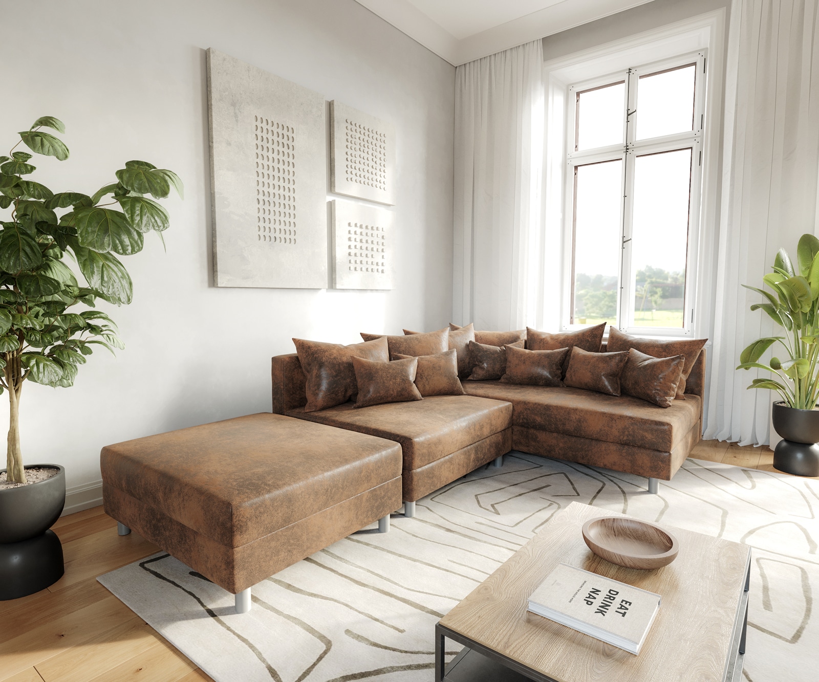 Ecksofa Clovis Braun Antik Optik Modular Hocker Ottomane Rechts 4 Ecksofa Clovis Braun Antik Optik Modular Hocker Ottomane Rechts 4