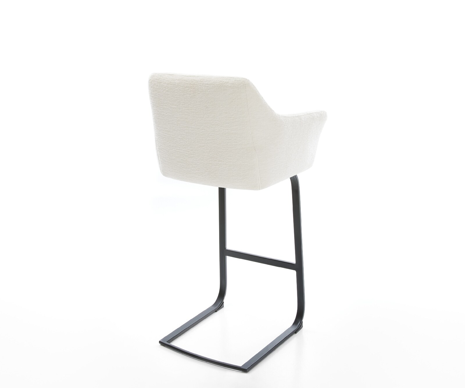 Chaise-de-bar Yulo-Flex Bouclé doux Beige Pied cantilever plat noir Noir 5