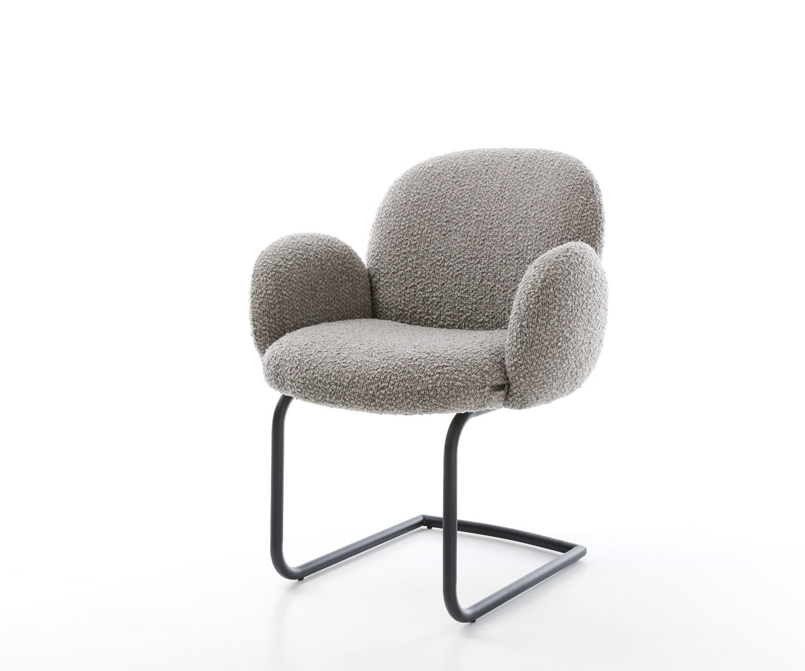 Cantilever Nube-Flex avec accoudoirs bouclé gris argenté pied cantilever rond noir ressorts ensachés Cantilever Nube-Flex avec accoudoirs bouclé gris argenté pied cantilever rond noir ressorts ensachés