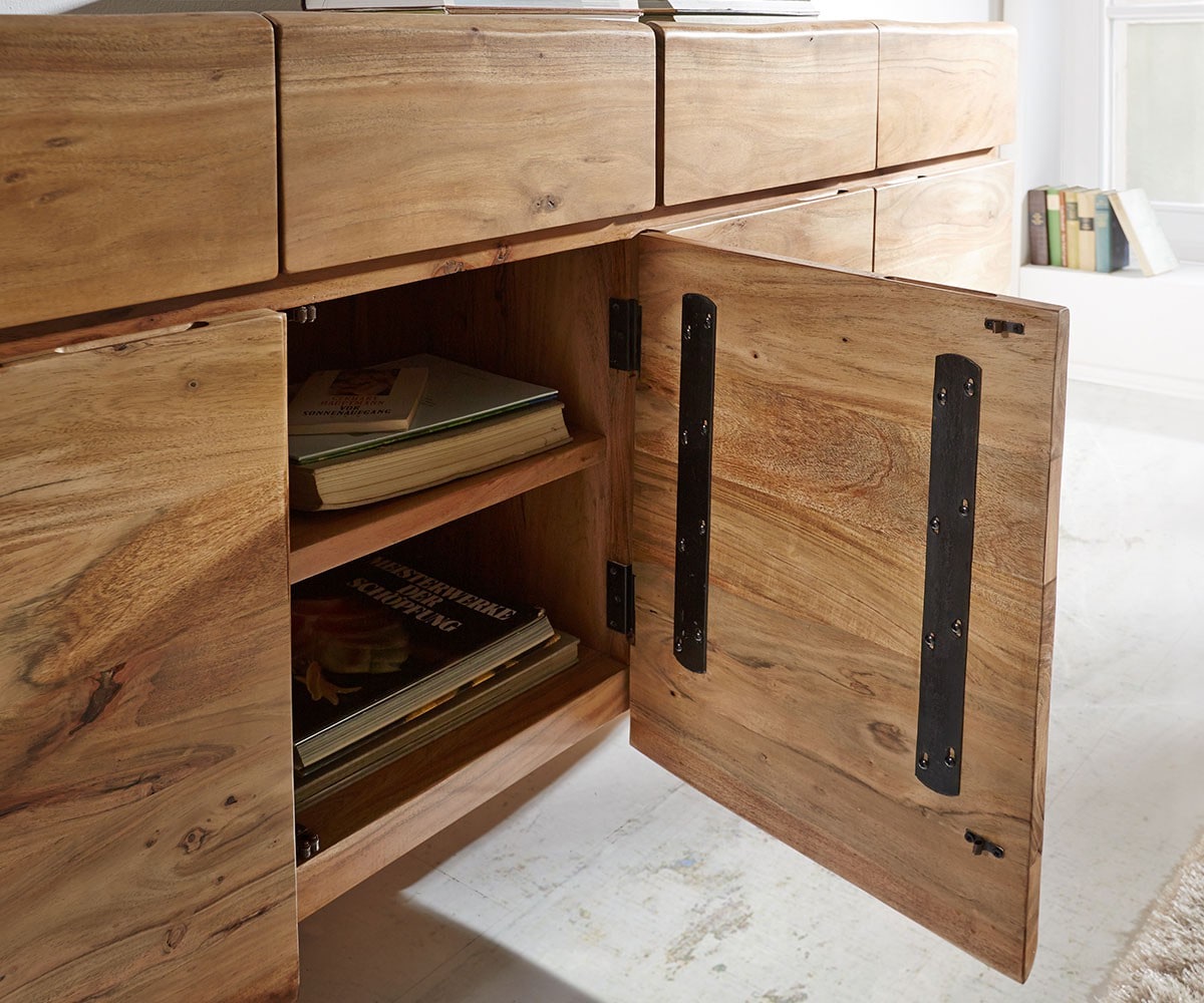Sideboard Live-Edge 172 cm Akazie Natur 4 Türen 4 Schübe 1 Sideboard Live-Edge 172 cm Akazie Natur 4 Türen 4 Schübe 1