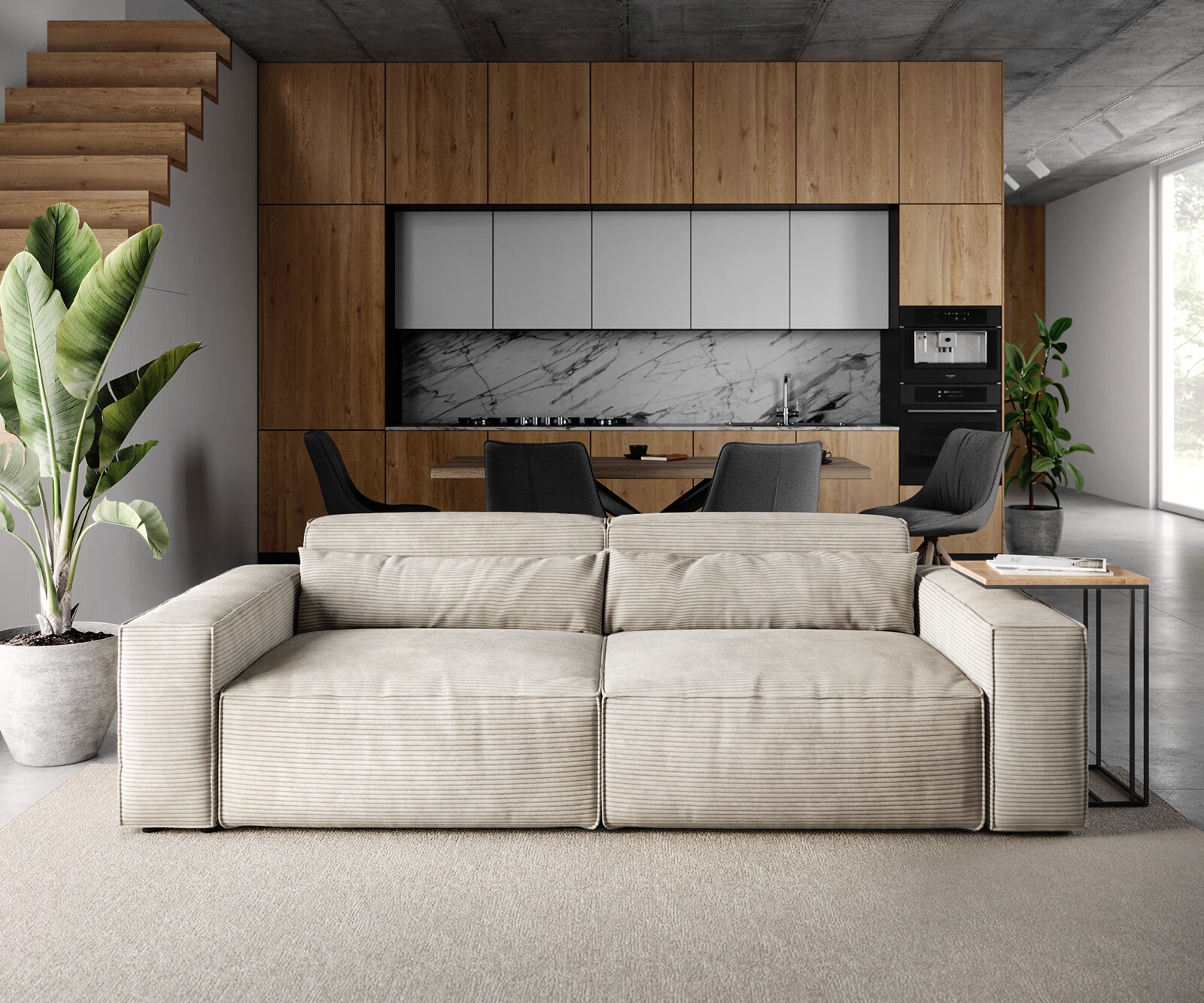 Big-Sofa Sirpio L 260x110 cm Cord Beige 1