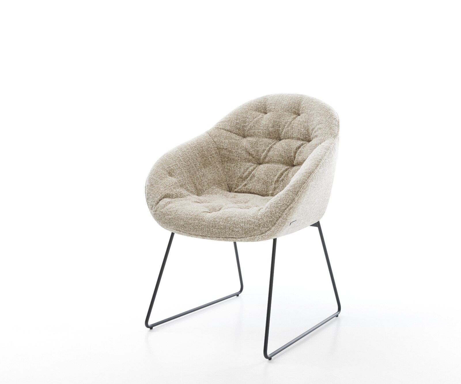 Esszimmerstuhl Gaio-Flex Webstoff Soft Beige Kufengestell Schwarz 1