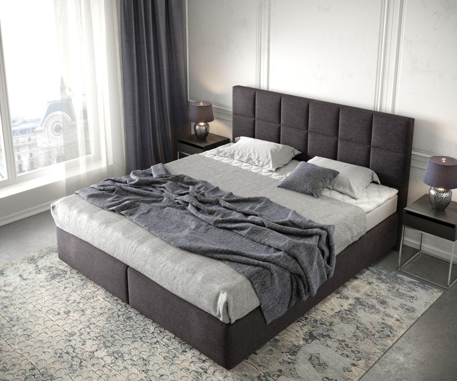 Boxspringbett Dream-Fine 180x200 cm Mikrofaser Schwarz mit Matratze und Topper 3 Boxspringbett Dream-Fine 180x200 cm Mikrofaser Schwarz mit Matratze und Topper 3