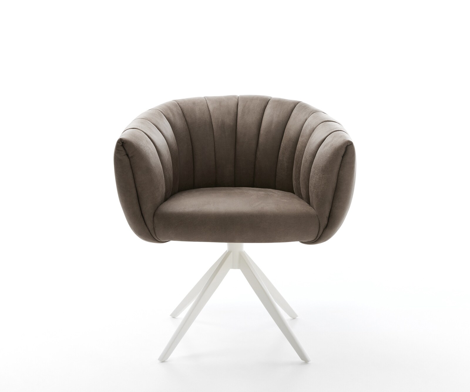 Drehstuhl Jada-Flex Mikrofaser Taupe Vintage Kreuzgestell breit Weiß 360° drehbar Wippfunktion Taschenfederkern 2