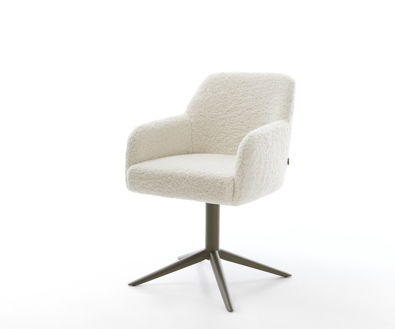 Drehstuhl Greg-Flex Teddystoff Beige Fußkreuz Effektfinish Titan 360° drehbar Wippfunktion Taschenfederkern