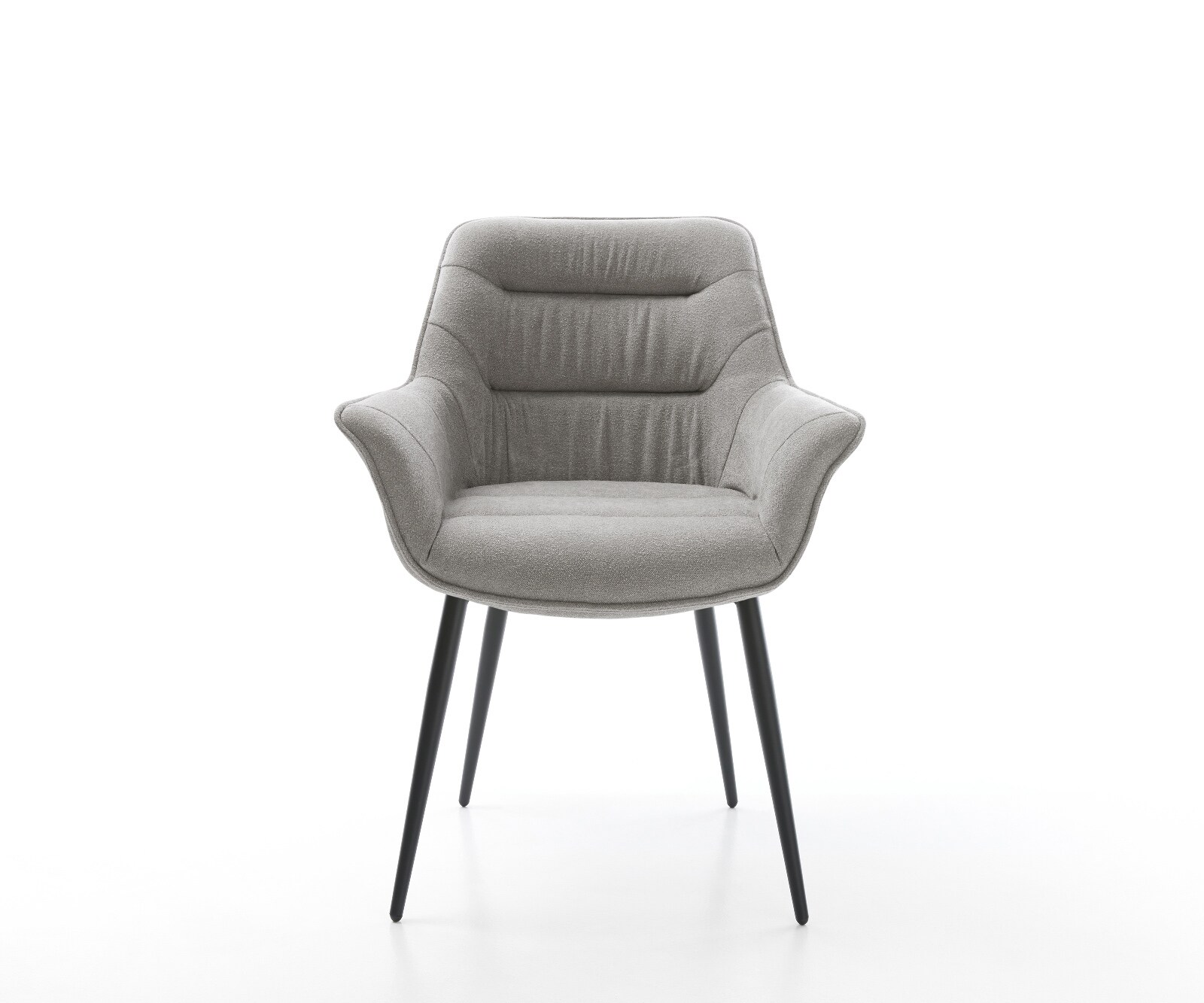 Chaise-de-salle-à-manger Kaira-Flex tissu structuré doux gris 4 pieds coniques noir 2