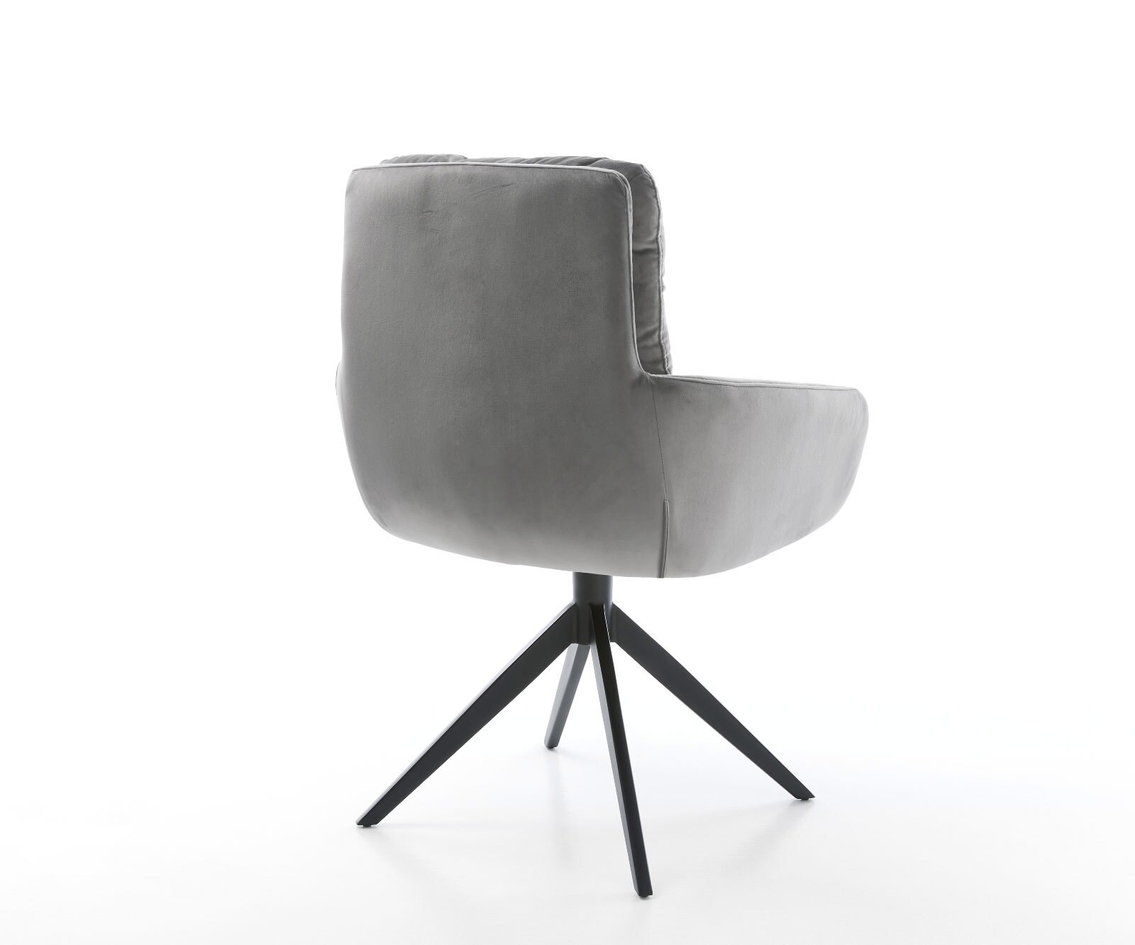Chaise-de-salle-à-manger Abelia-Flex avec accoudoirs velours gris pied croisé large noir 5