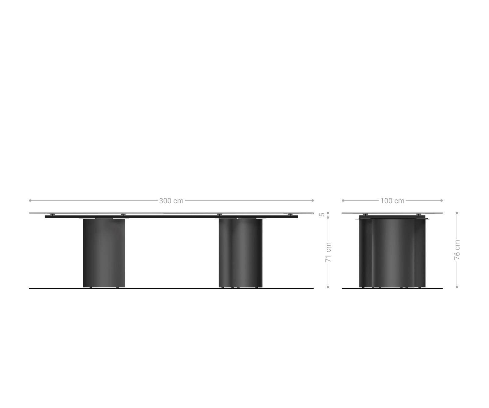 Table à manger Edge 300x100 Céramique Laminam® Sabbia Couleur chêne Troa Acier inoxydable Graphite 8