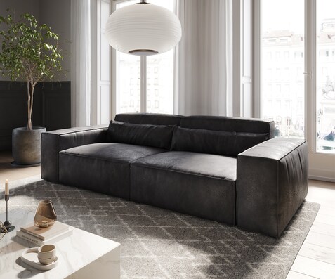 Big-Sofa Sirpio 230x95 cm Lederimitat Vintage Anthrazit