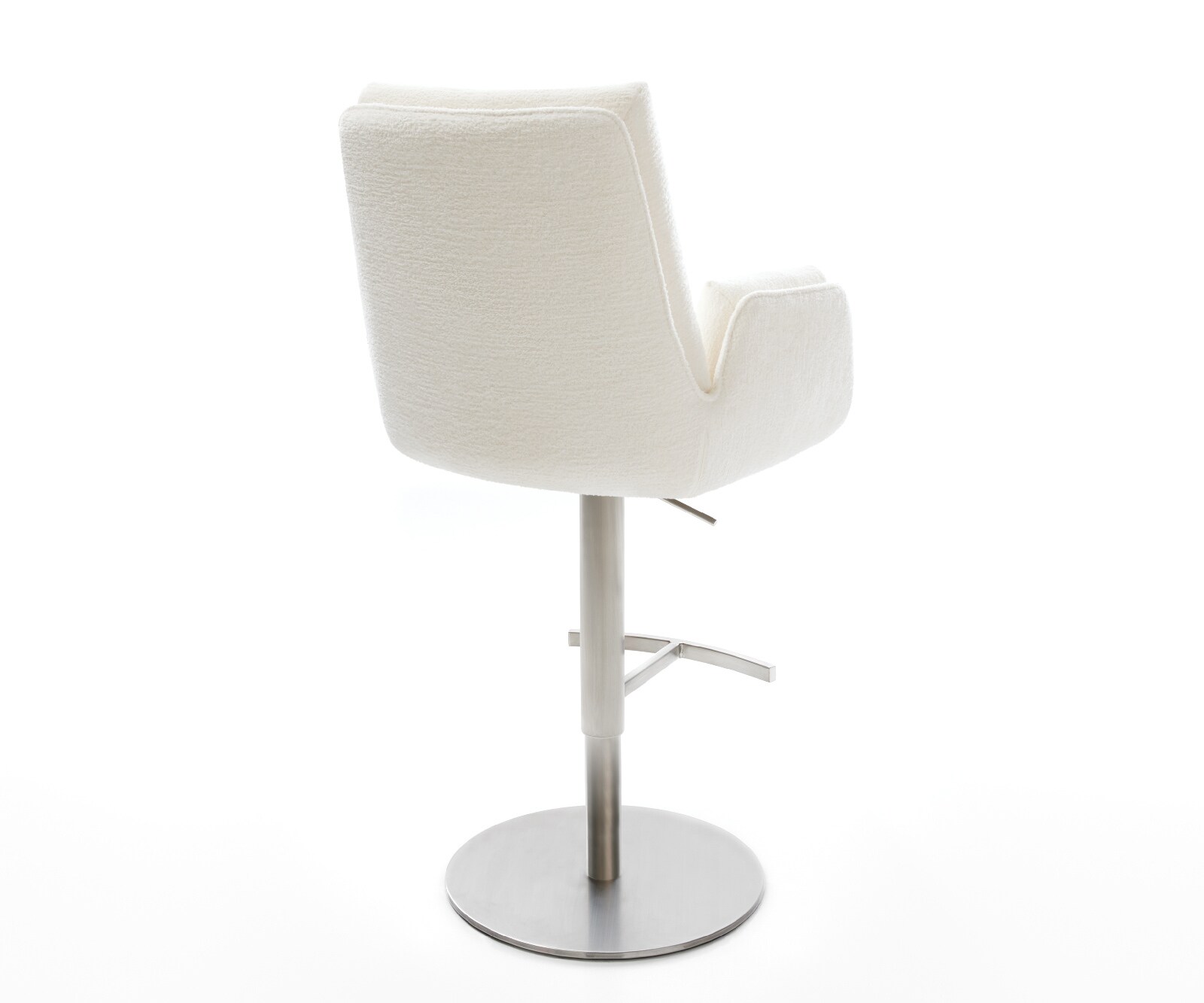 Barstuhl Clea-Flex Bouclé Soft Beige Drehfuß höhenverstellbar Edelstahl Silberfarben 5