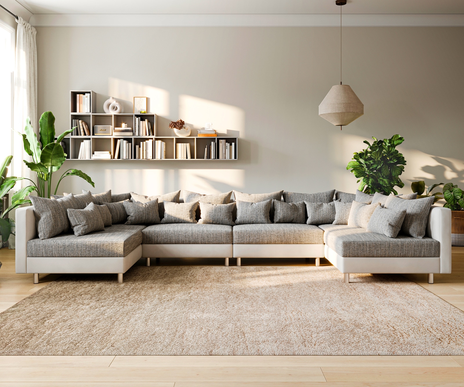 Canapé Clovis XL blanc canapé modulaire gris clair  2