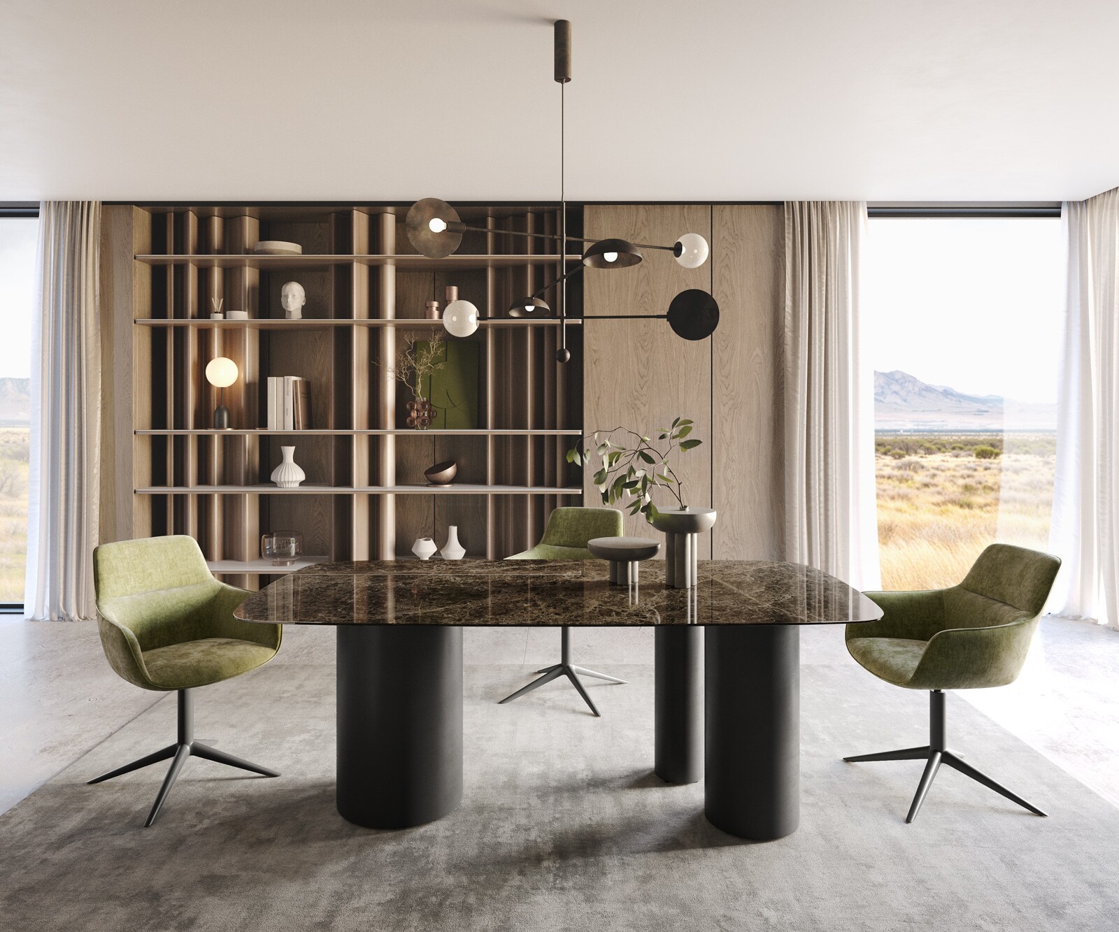 Table de salle à manger Edge Boot Céramique Emperador Extra Lucidato Brun foncé 200x100 Troa Métal Noir 1