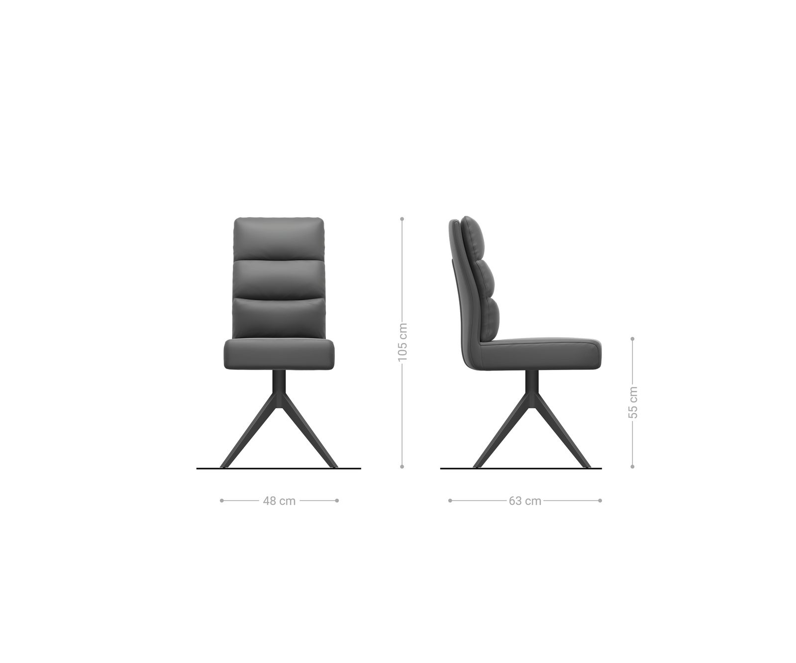Drehstuhl Pela-Flex Strukturstoff Soft Grau Kreuzgestell breit Graphit 360° drehbar Wippfunktion Taschenfederkern 5