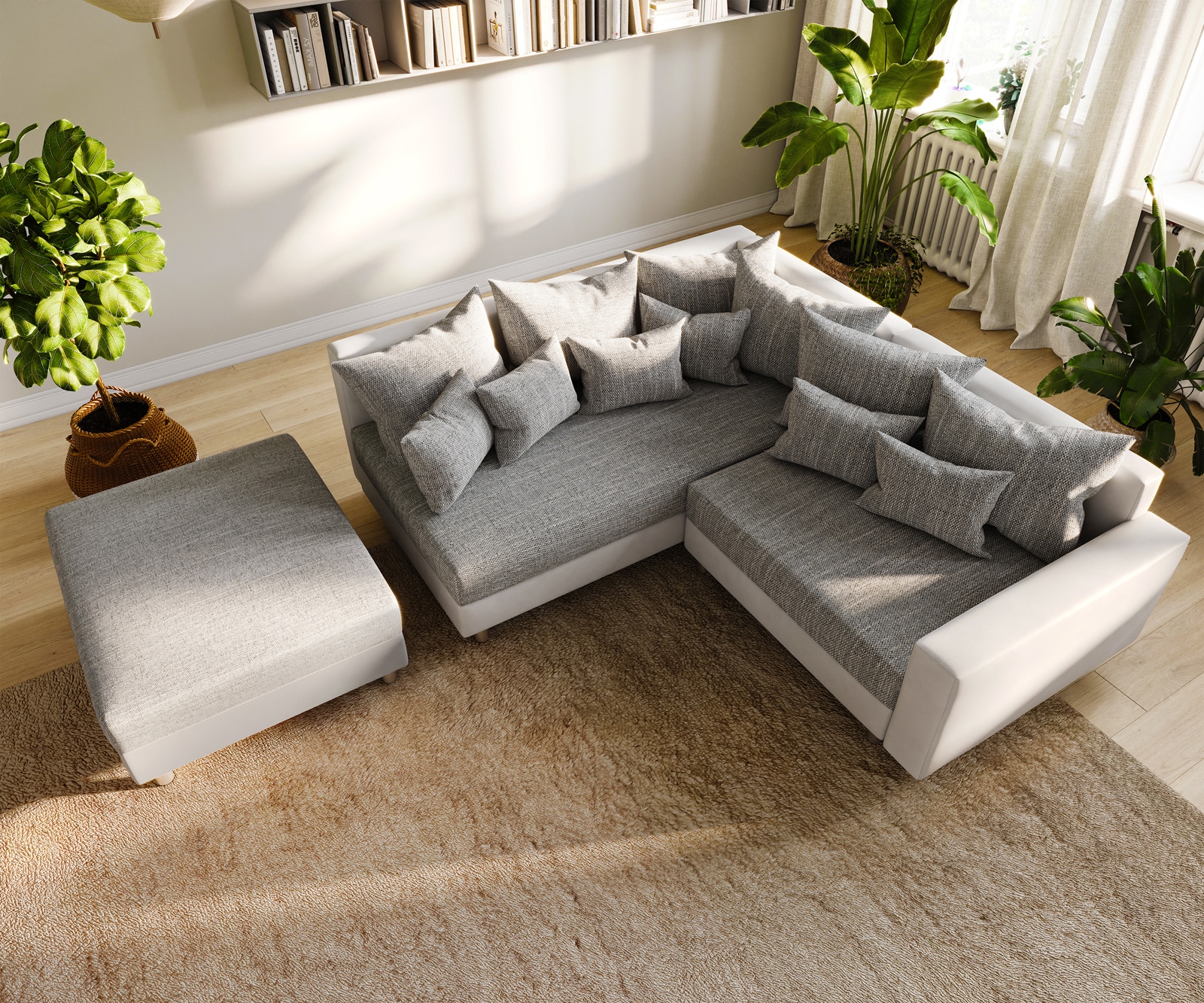 Ecksofa Clovis Weiss Hellgrau Hocker Armlehne Ottomane Links Modulsofa 5 Ecksofa Clovis Weiss Hellgrau Hocker Armlehne Ottomane Links Modulsofa 5