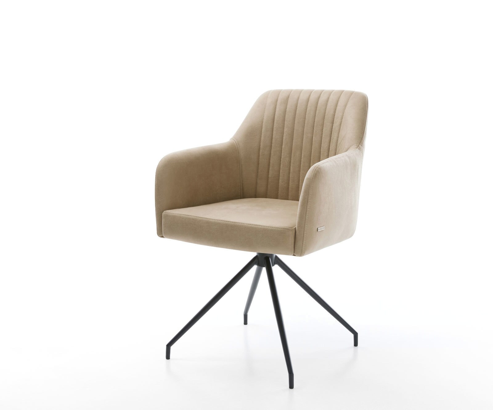 Chaise-pivotante Greg-Flex beige vintage cadre croisé conique noir pivote sur 180°