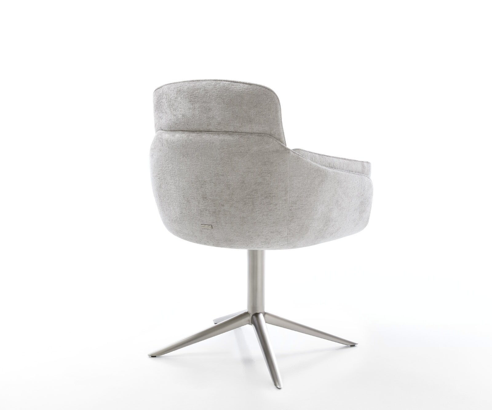 Chaise-pivotante Luan-Flex avec accoudoirs chenille gris argenté pied de chaise 4 branches acier inoxydable brossé pivotement sur 360° fonction bascule 4