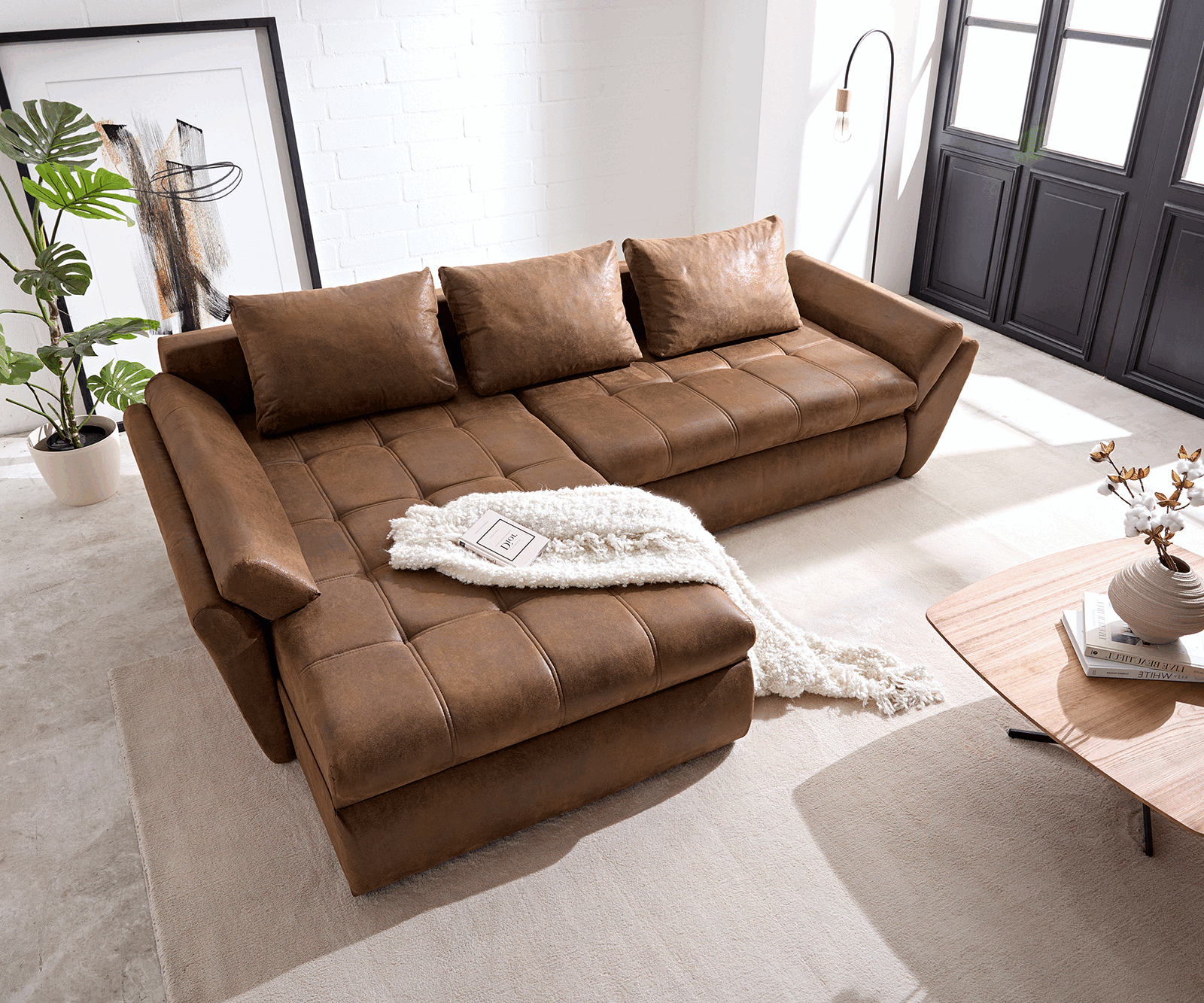 Ecksofa Loana 275x185 cm Braun mit Schlaffunktion 4
