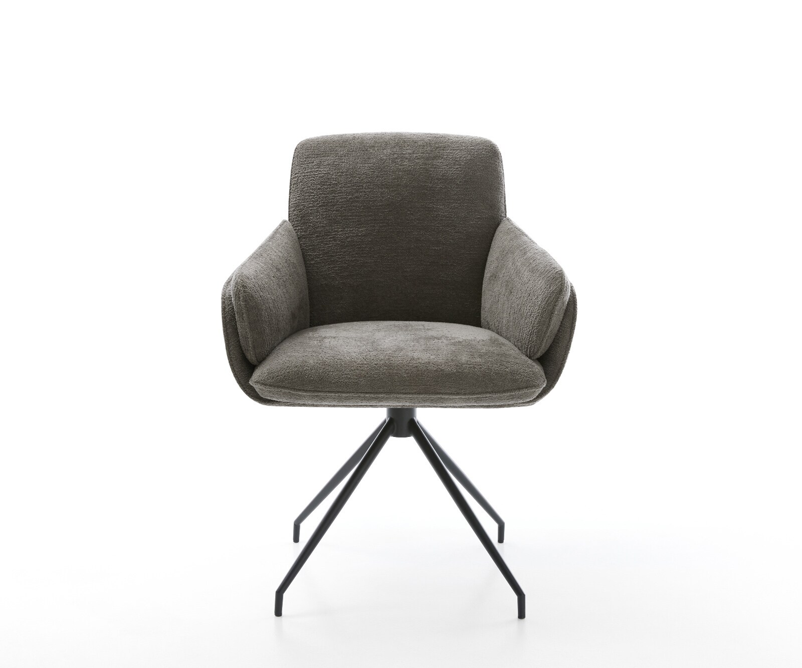 Esszimmerstuhl Luan-Flex mit Armlehnen Bouclé Soft Schlamm Kreuzgestell konisch Schwarz 2