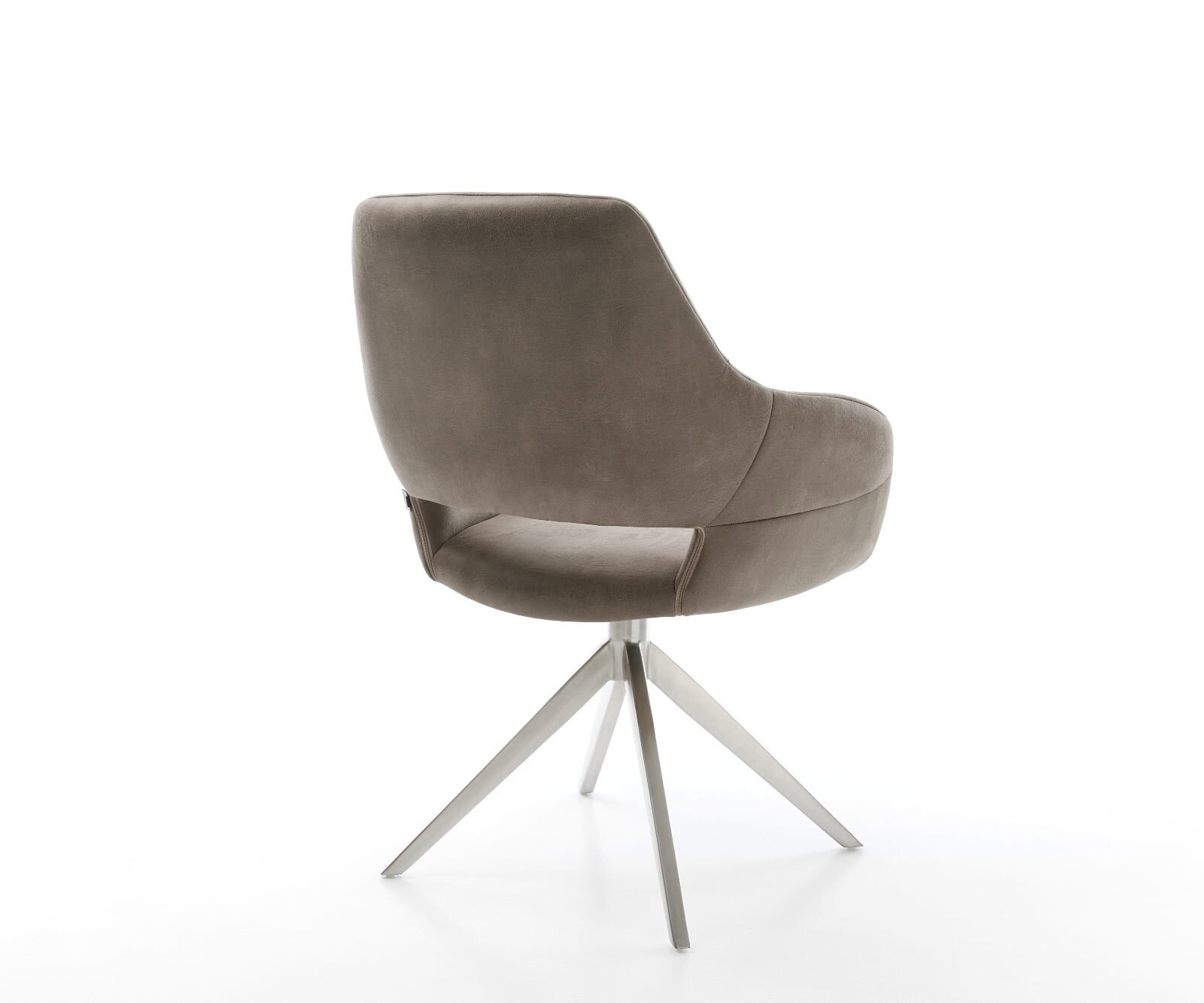 Drehstuhl Yago-Flex mit Armlehnen Mikrofaser Taupe Vintage Kreuzgestell breit Edelstahl 360° drehbar Wippfunktion Taschenfederkern 4