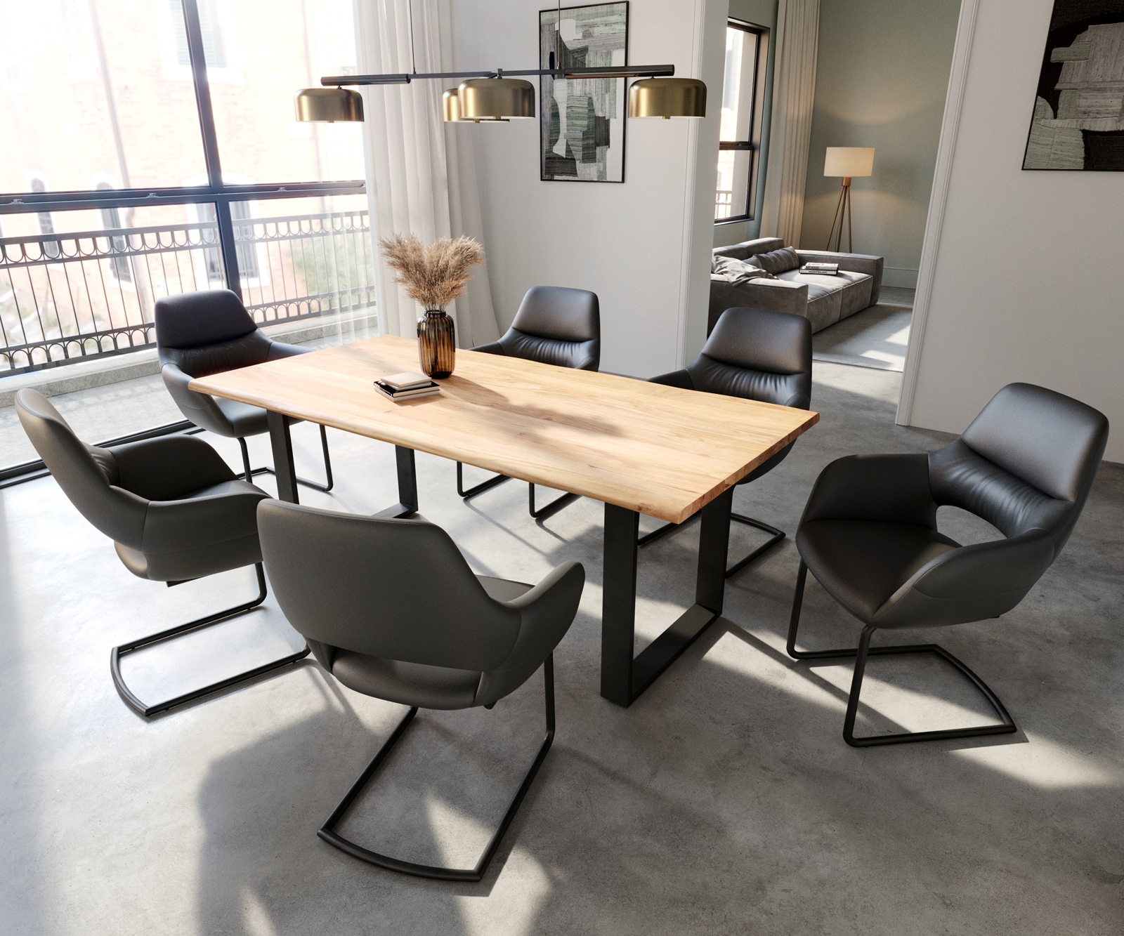 Freischwinger Yago-Flex mit Armlehnen Echt-Leder Schwarz Freischwinger rund Schwarz Taschenfederkern 3 Freischwinger Yago-Flex mit Armlehnen Echt-Leder Schwarz Freischwinger rund Schwarz Taschenfederkern 3