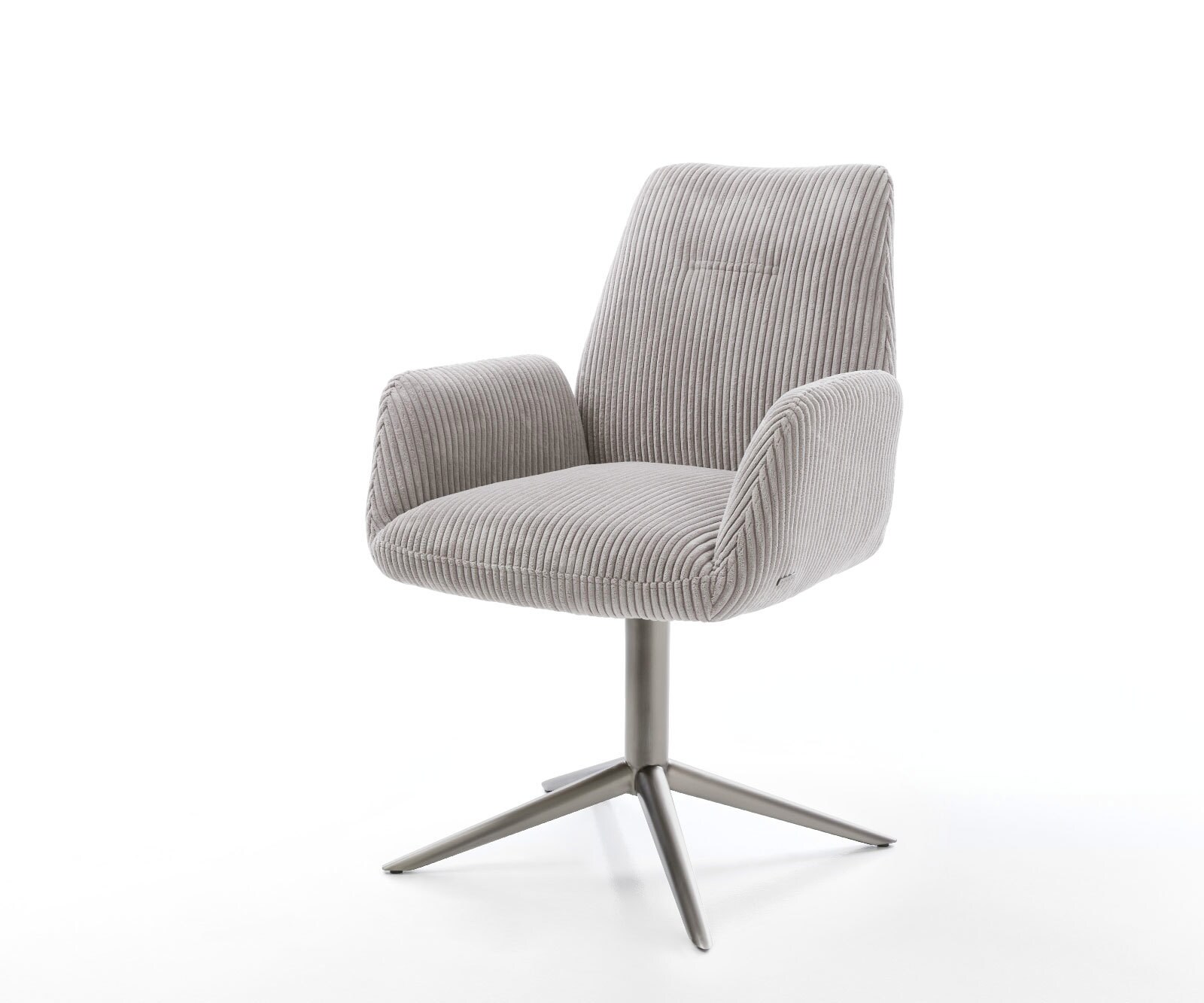 Chaise-pivotante Zoa-Flex côtelé gris argenté pied de chaise 4 branches grafiete pivotement sur 360° fonction bascule ressorts ensachés